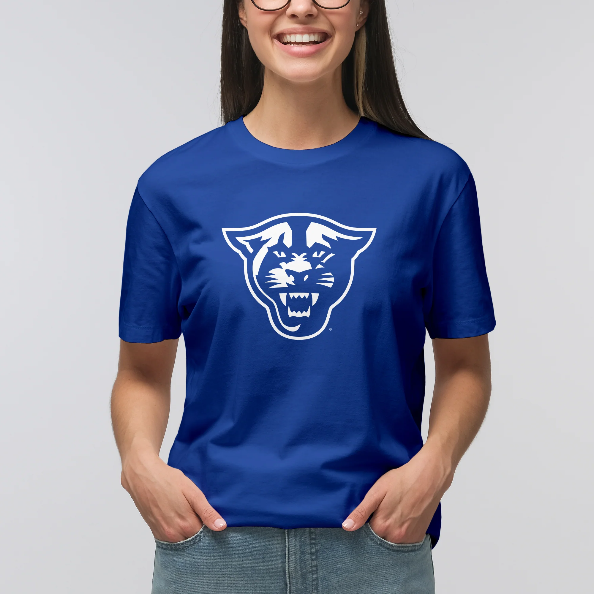Georgia State University Panthers Primary Logo Short Sleeve T Shirt - Royal - Image 4