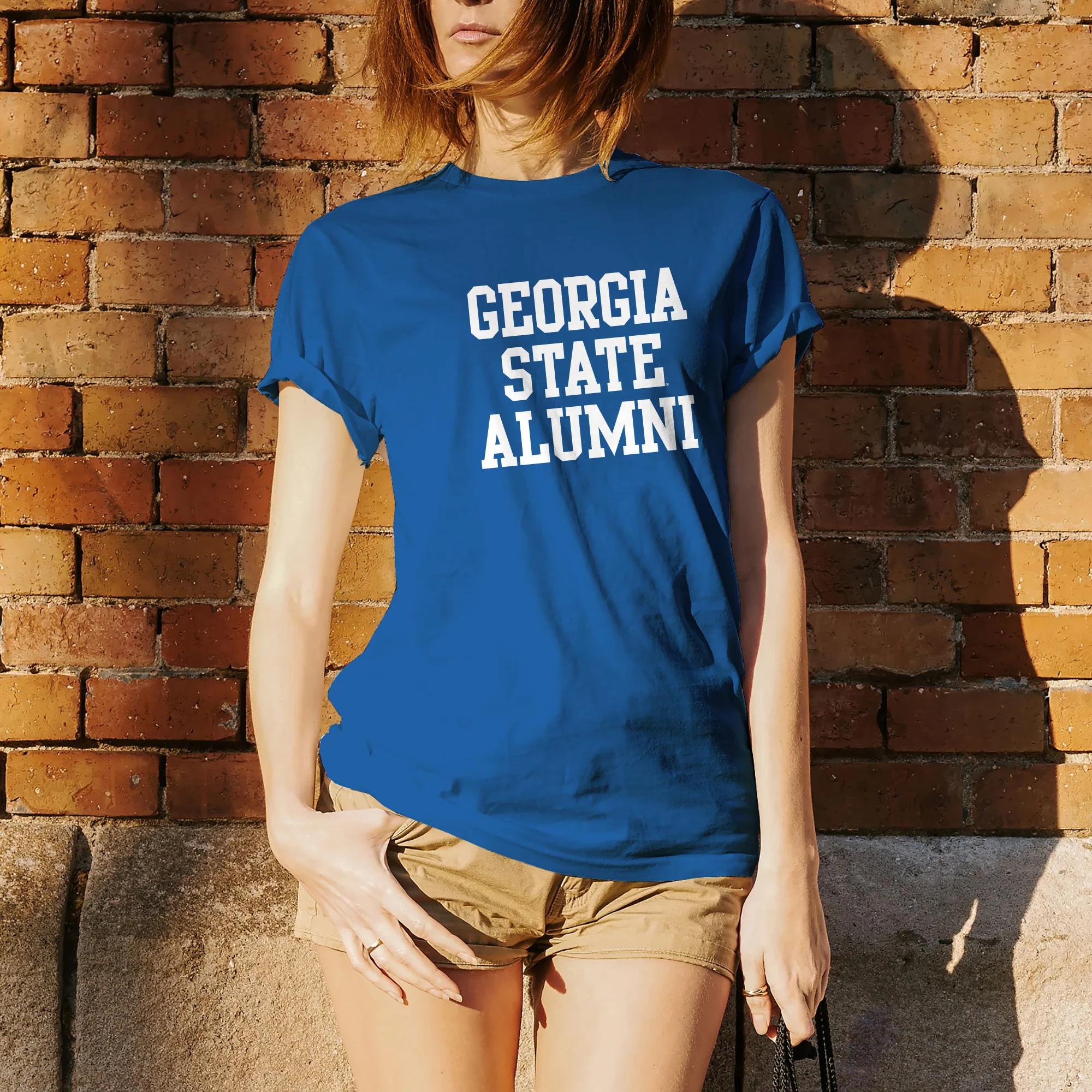 Georgia State University Panthers Alumni Basic Block Short Sleeve T Shirt - Royal - Image 4