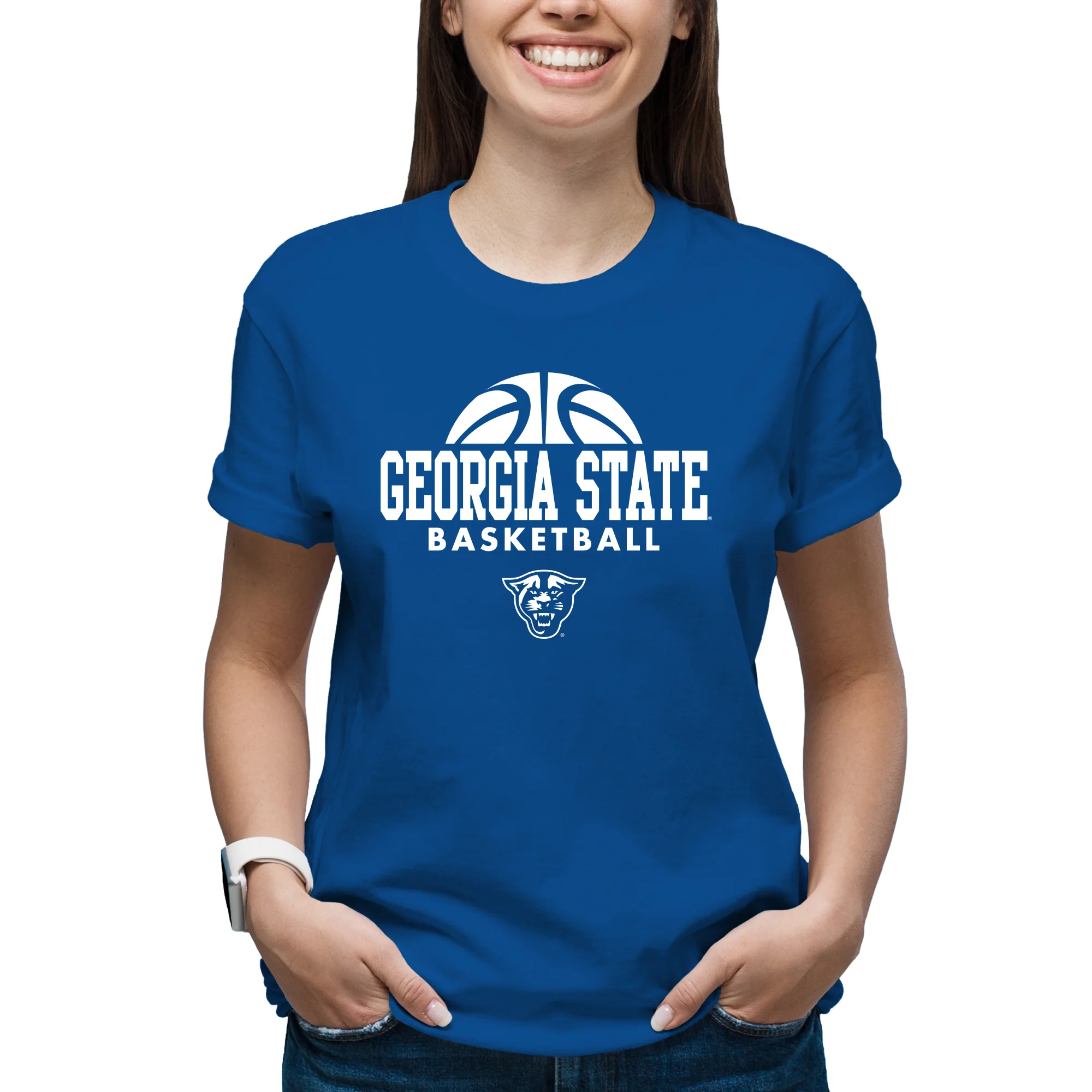 Georgia State University Panthers Basketball Hype Short Sleeve T Shirt - Royal - Image 4