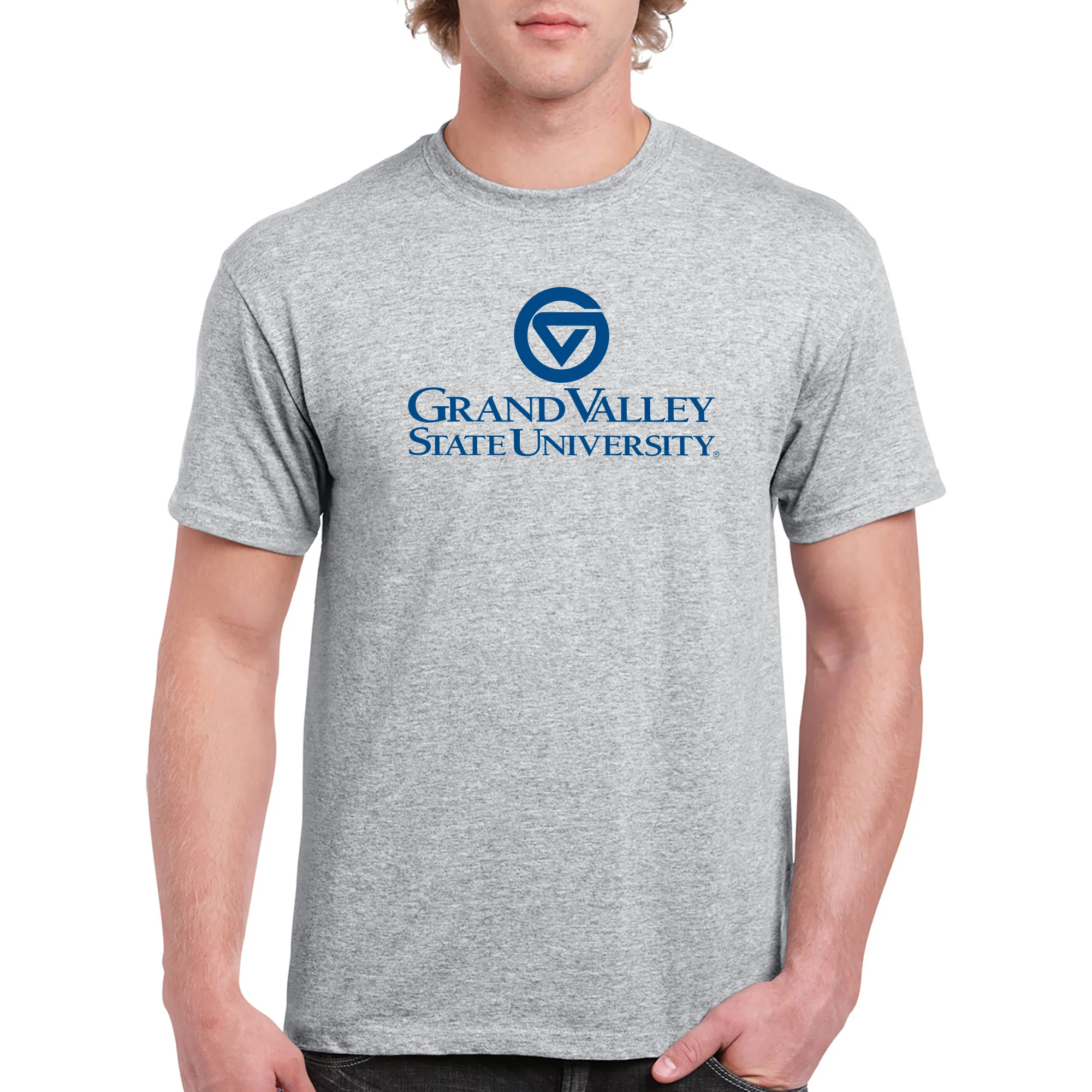 Grand Valley State University Lakers Institutional Logo Short Sleeve T Shirt - Sport Grey - Image 3