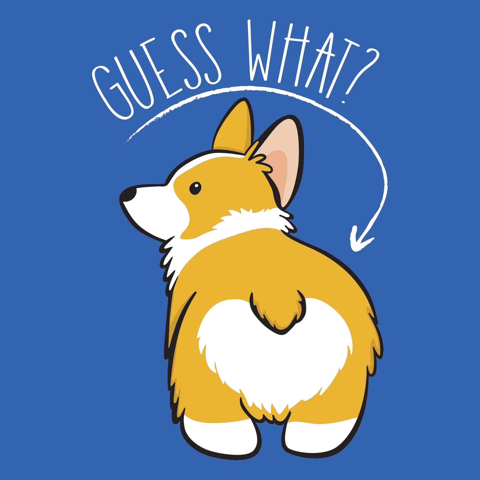 Guess What? Corgi Butt - Funny Dog Graphic T-Shirt - Royal - Image 2