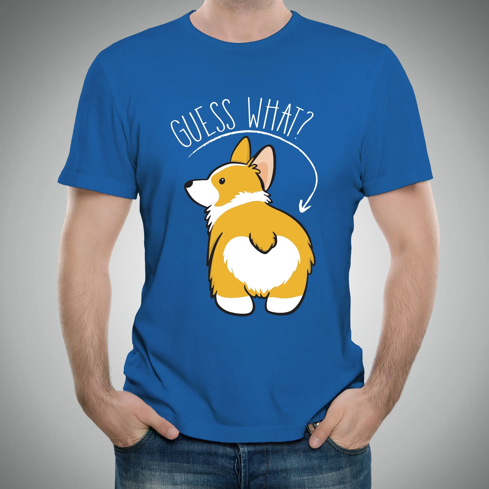 Guess What? Corgi Butt - Funny Dog Graphic T-Shirt - Royal - Image 3