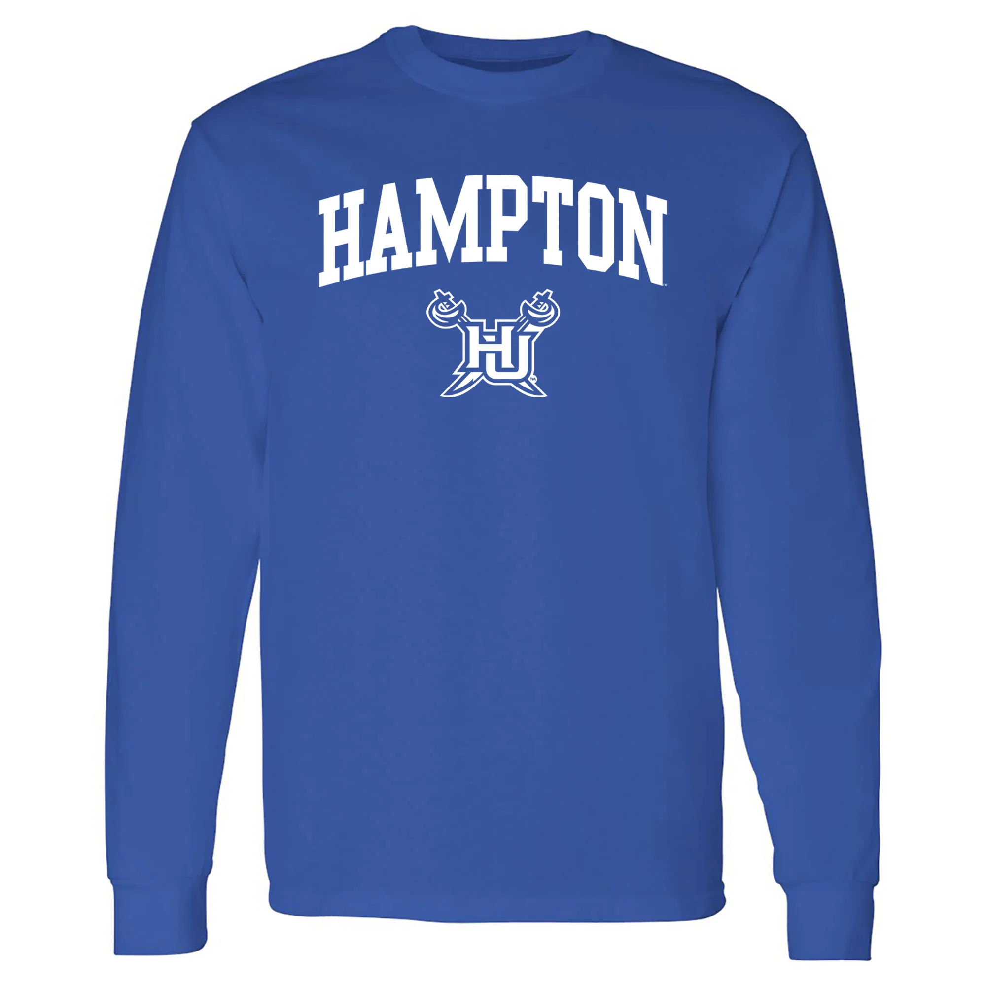Hampton University Pirates Arch Logo Long Sleeve T-Shirt - Royal