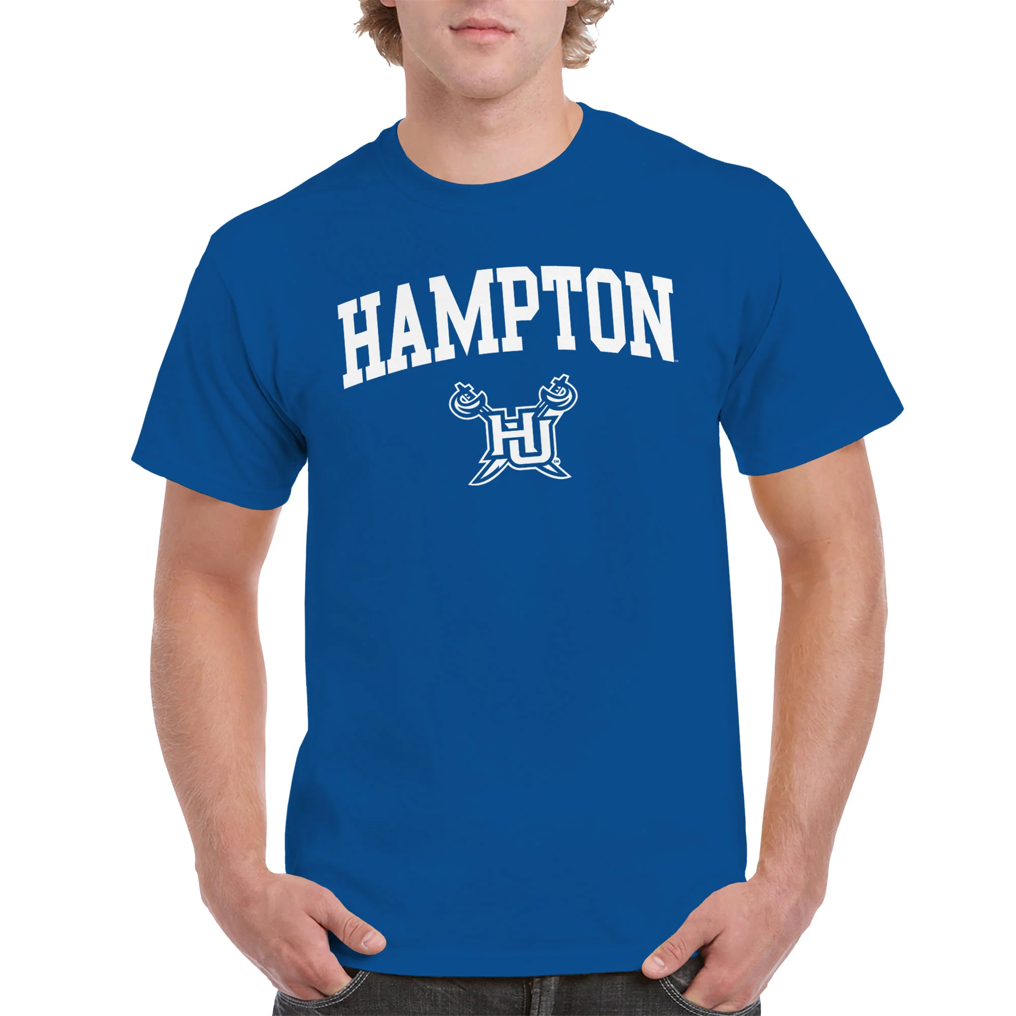 Hampton University Pirates Arch Logo Short Sleeve T-Shirt - Royal - Image 3