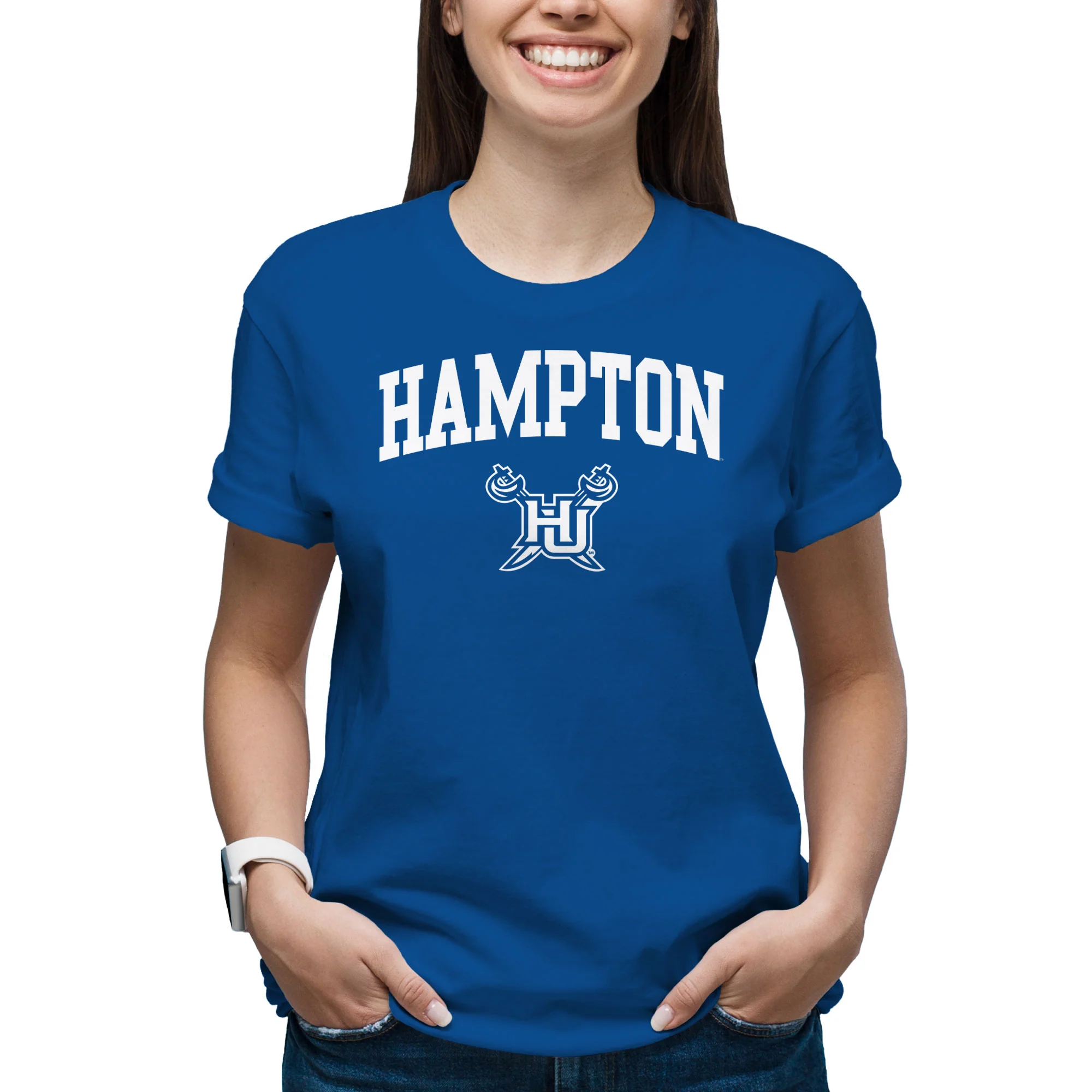 Hampton University Pirates Arch Logo Short Sleeve T-Shirt - Royal - Image 4