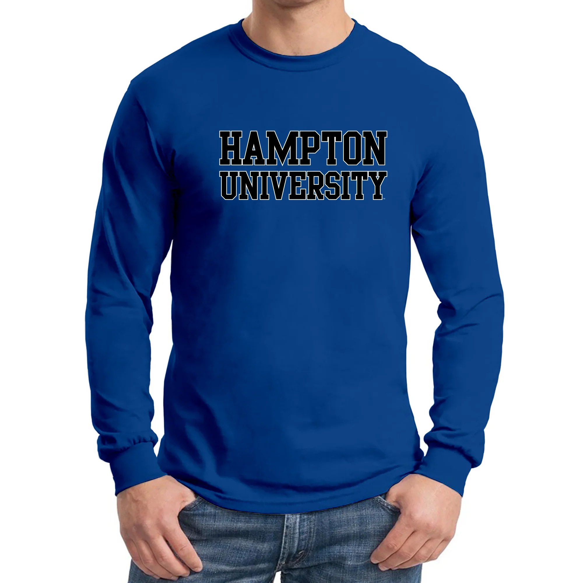 Hampton University Pirates Basic Block Long Sleeve T-Shirt - Royal - Image 3
