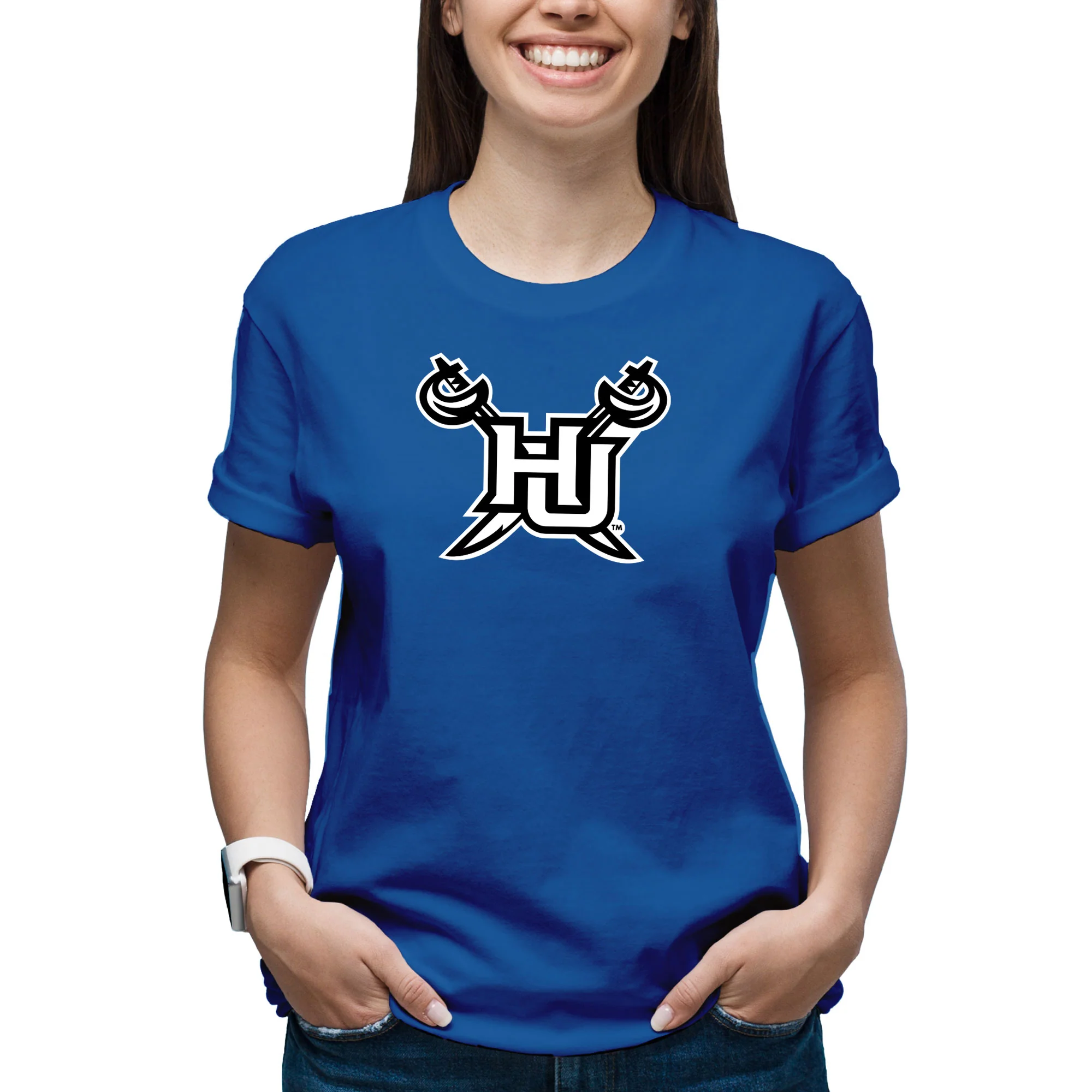 Hampton University Pirates Primary Logo Short Sleeve T-Shirt - Royal - Image 4