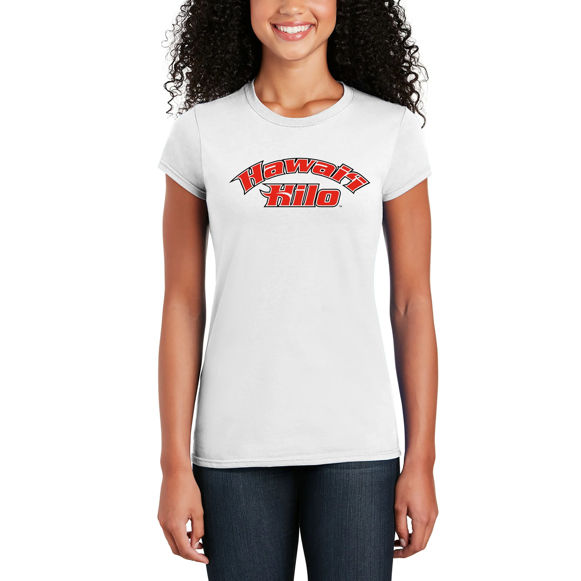 Hawaii Hilo Vulcans Arch Logo Women's T Shirt - White - Image 3