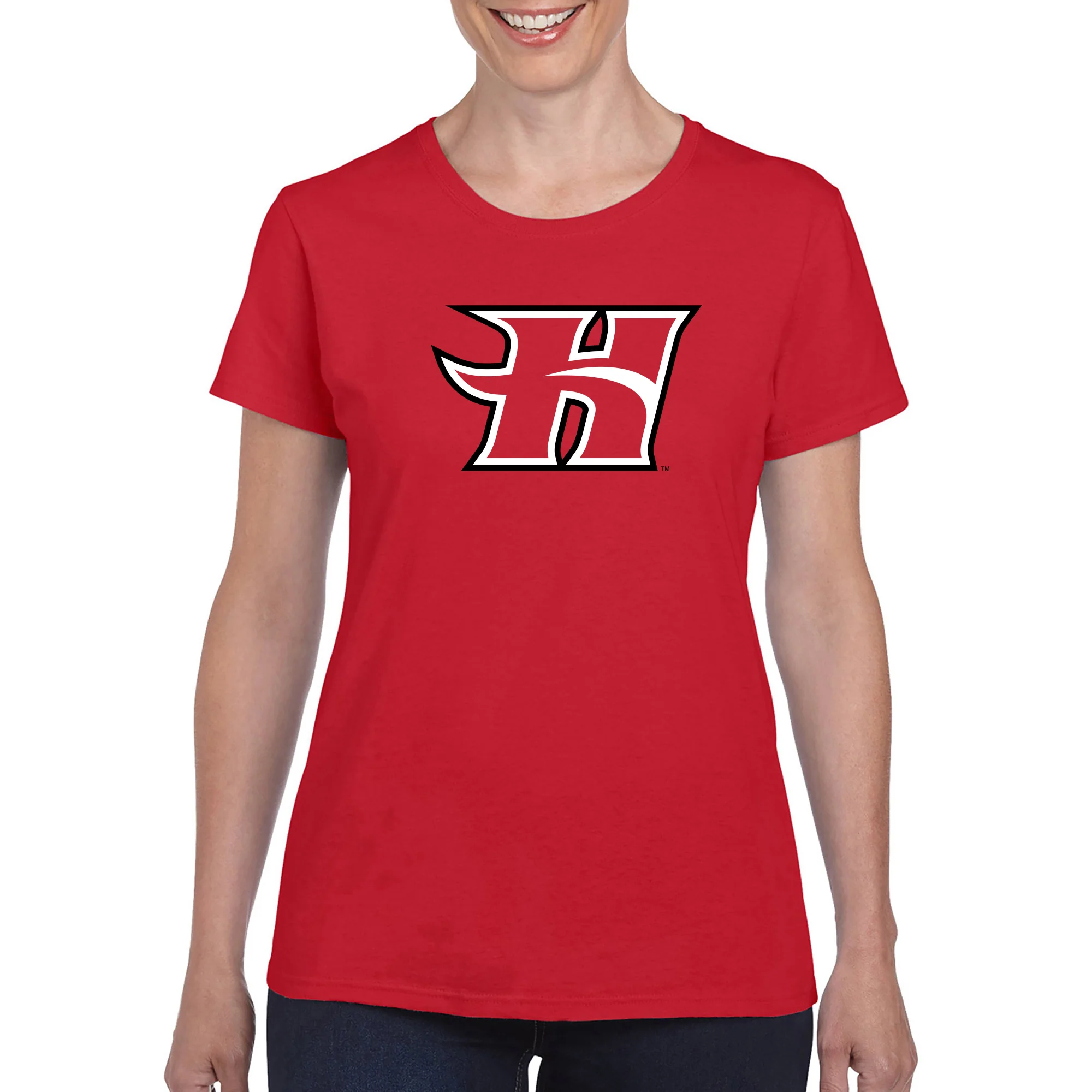Hawaii Hilo Vulcans Primary Logo Women's T Shirt - Red - Image 3