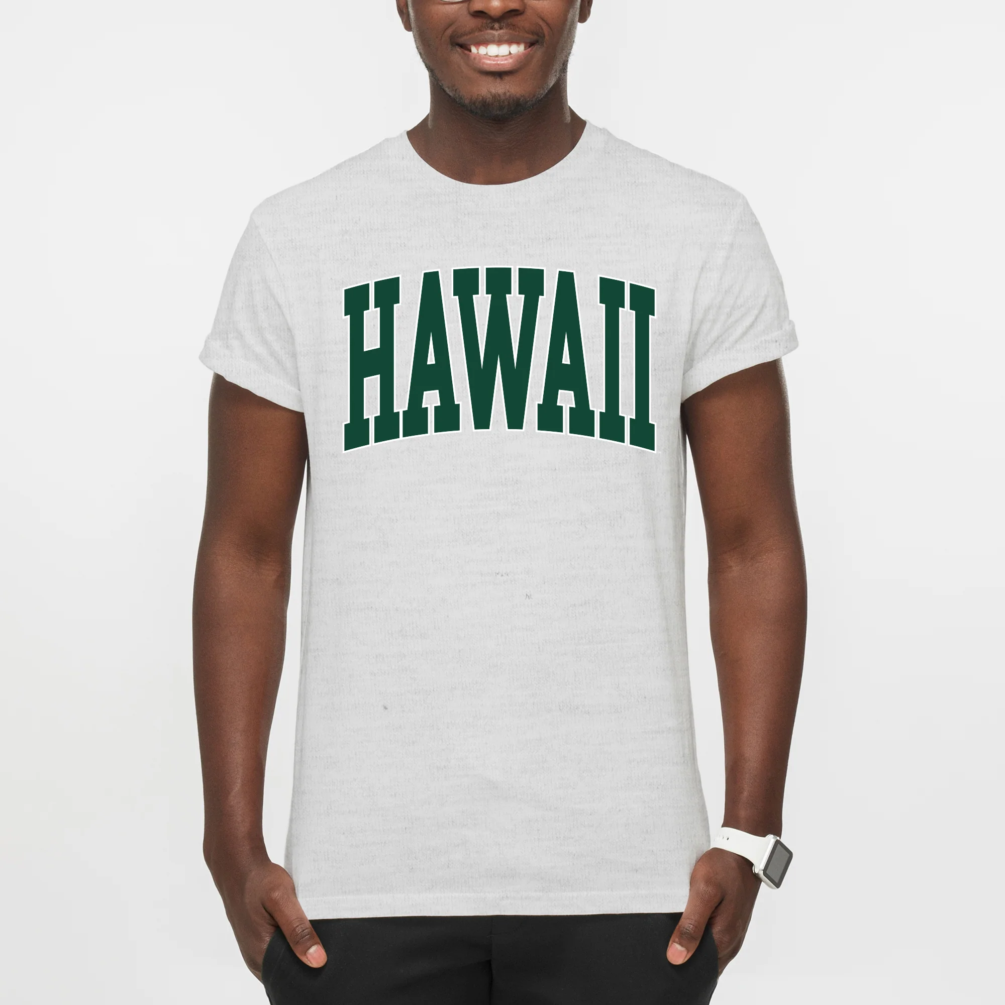Hawaii Rainbow Warriors Mega Arch T-Shirt - Ash - Image 3