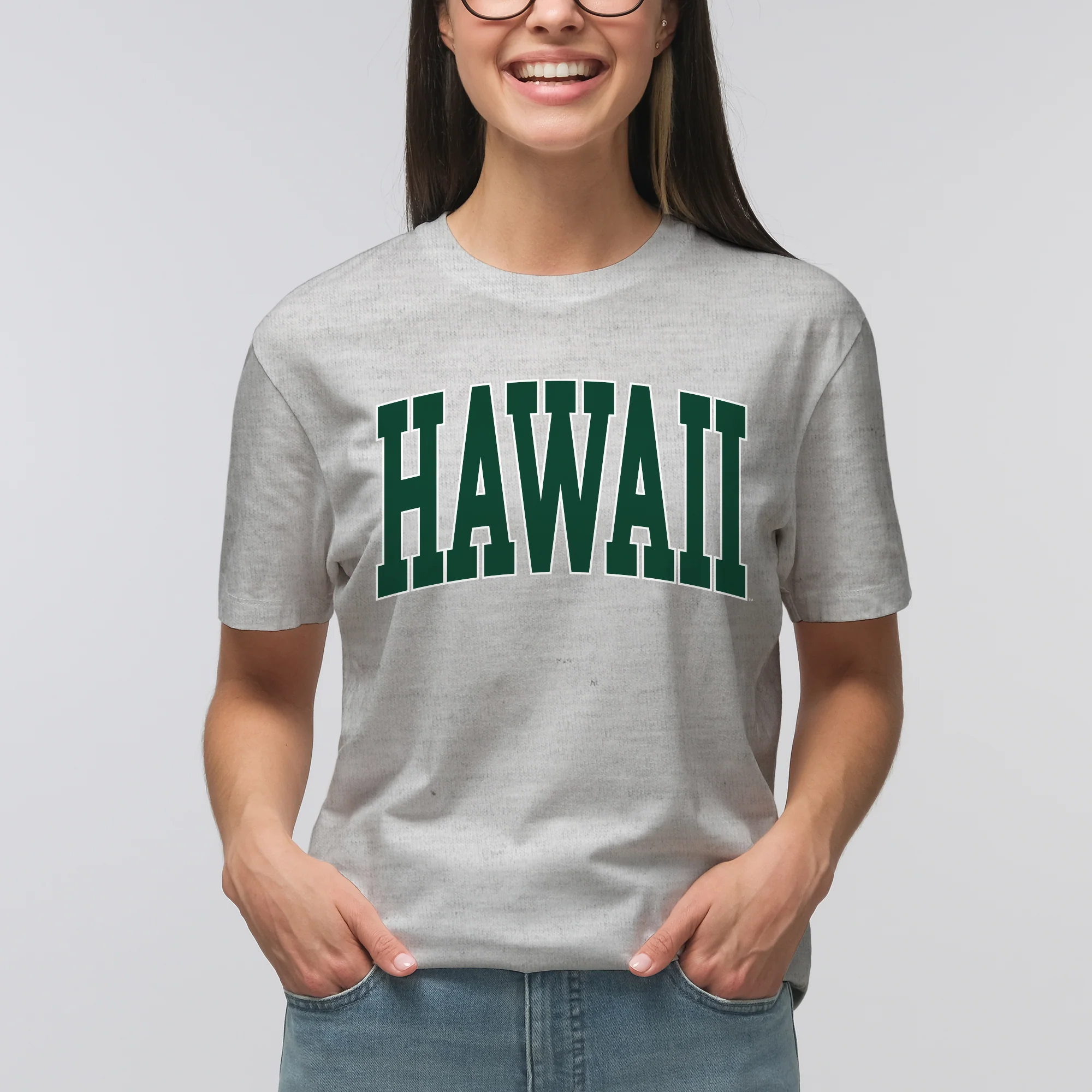 Hawaii Rainbow Warriors Mega Arch T-Shirt - Ash - Image 4