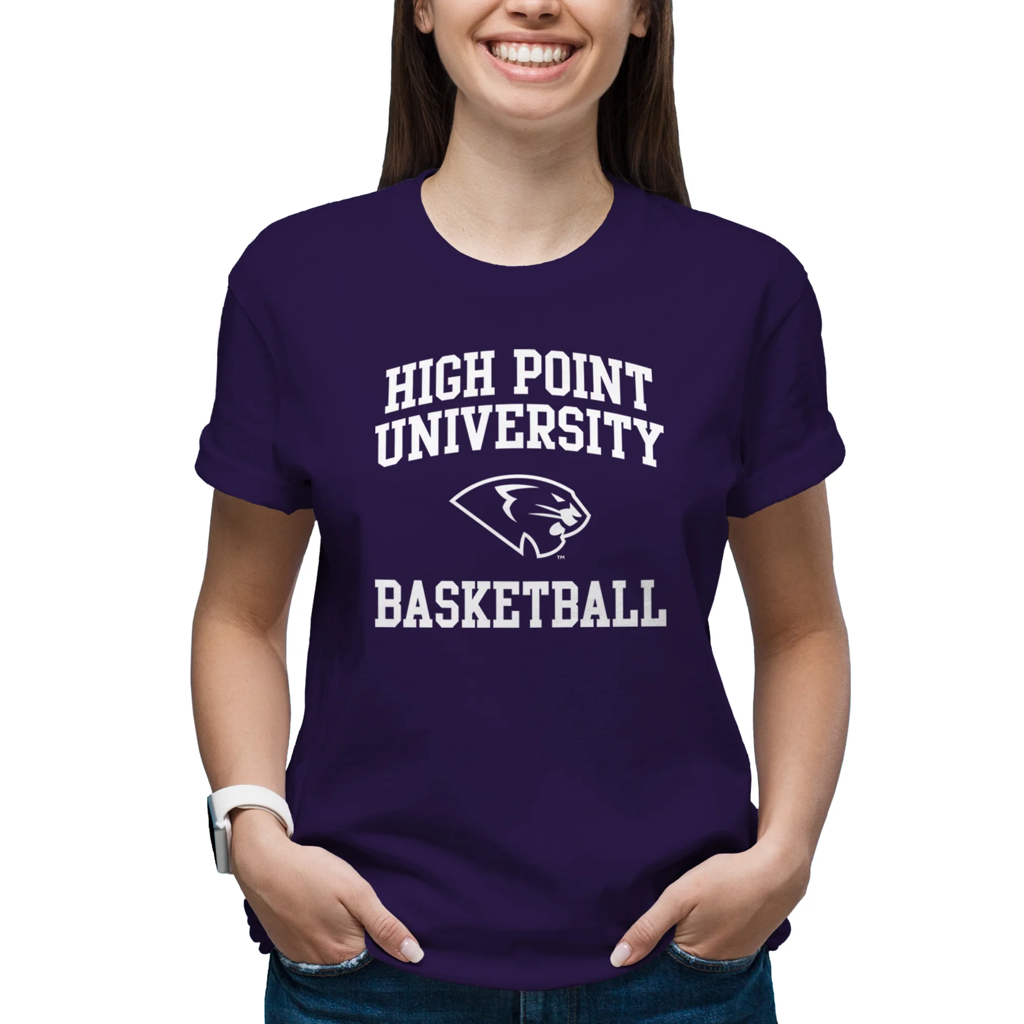 High Point University Arch Logo Basketball T-Shirt - Purple - Image 4