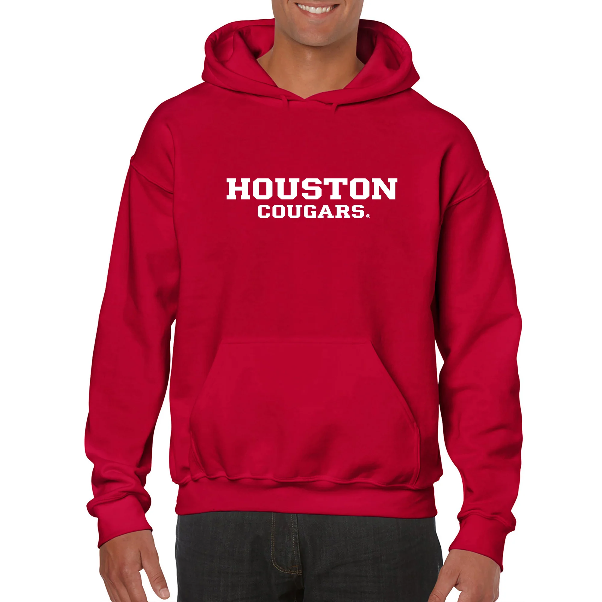 University of Houston Cougars Basic Block Heavy Blend Hoodie - Red - Image 3