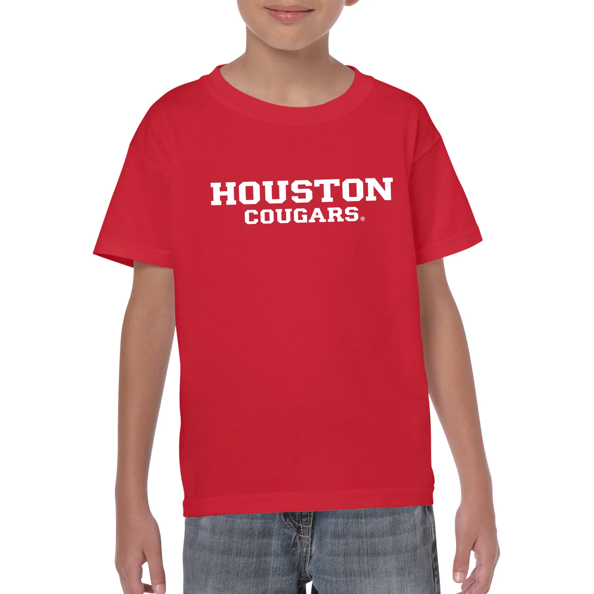 University of Houston Cougars Basic Block Youth Short Sleeve T Shirt - Red - Image 4