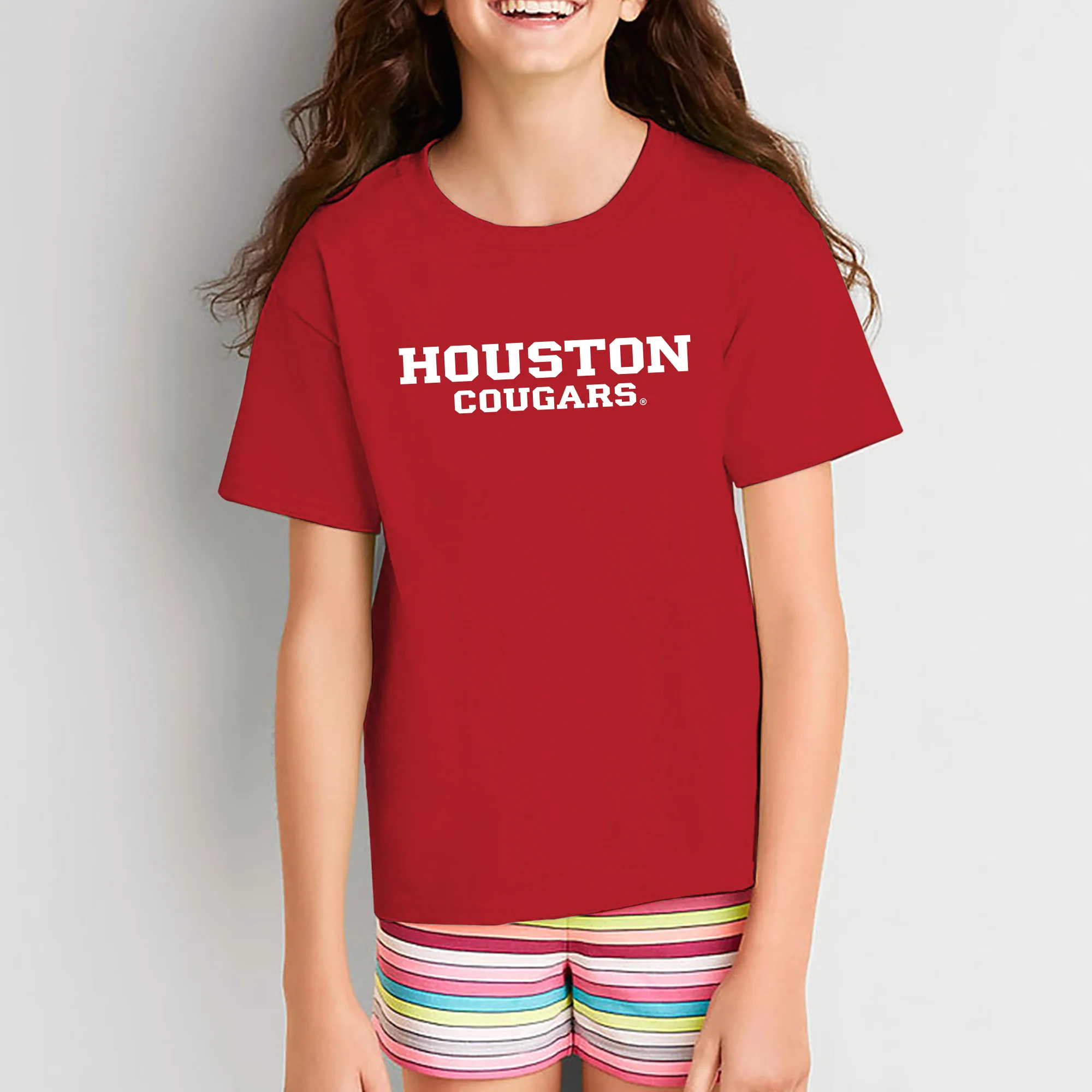 University of Houston Cougars Basic Block Youth Short Sleeve T Shirt - Red - Image 5