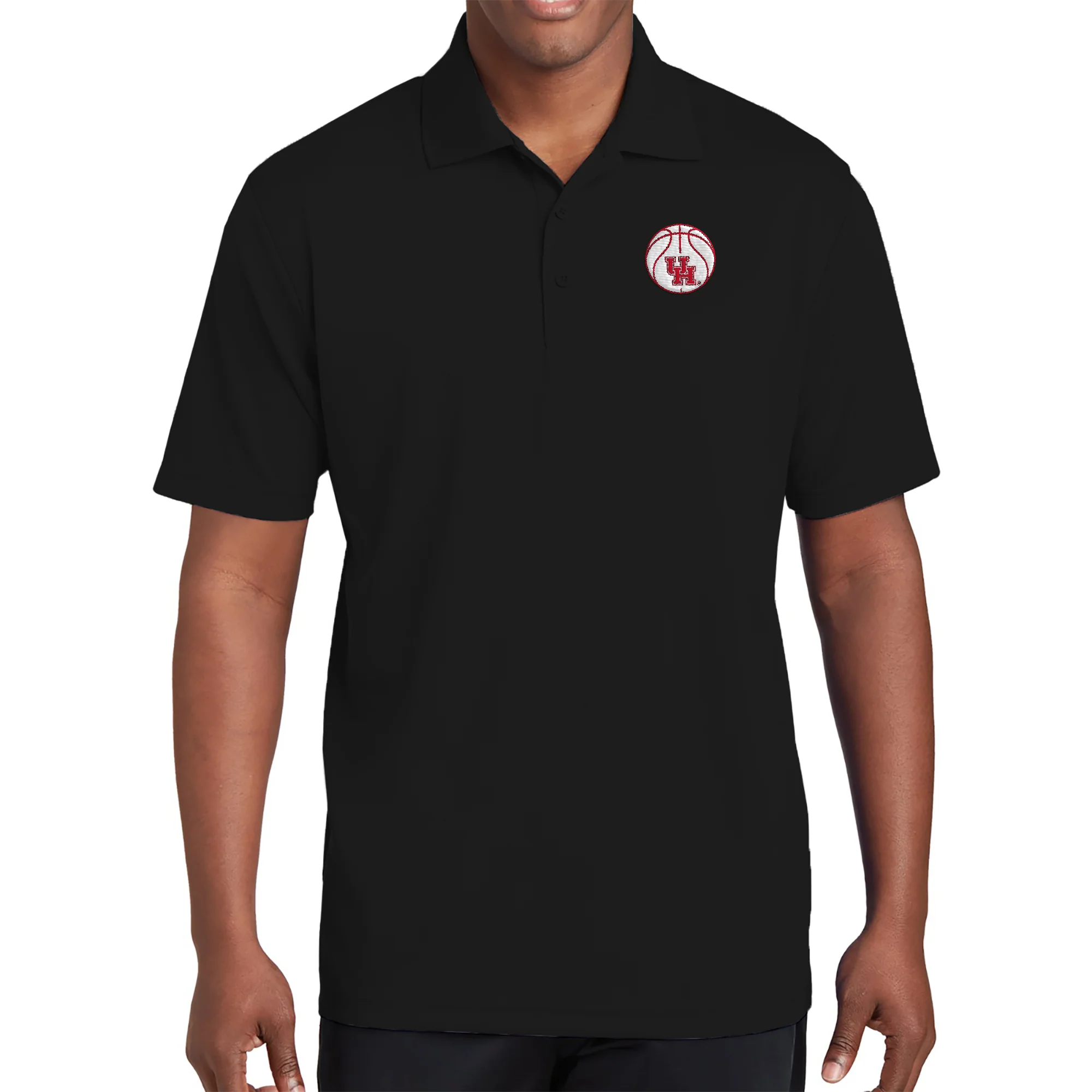 Houston Basketball Outline LC EMB Polo - Black - Image 3