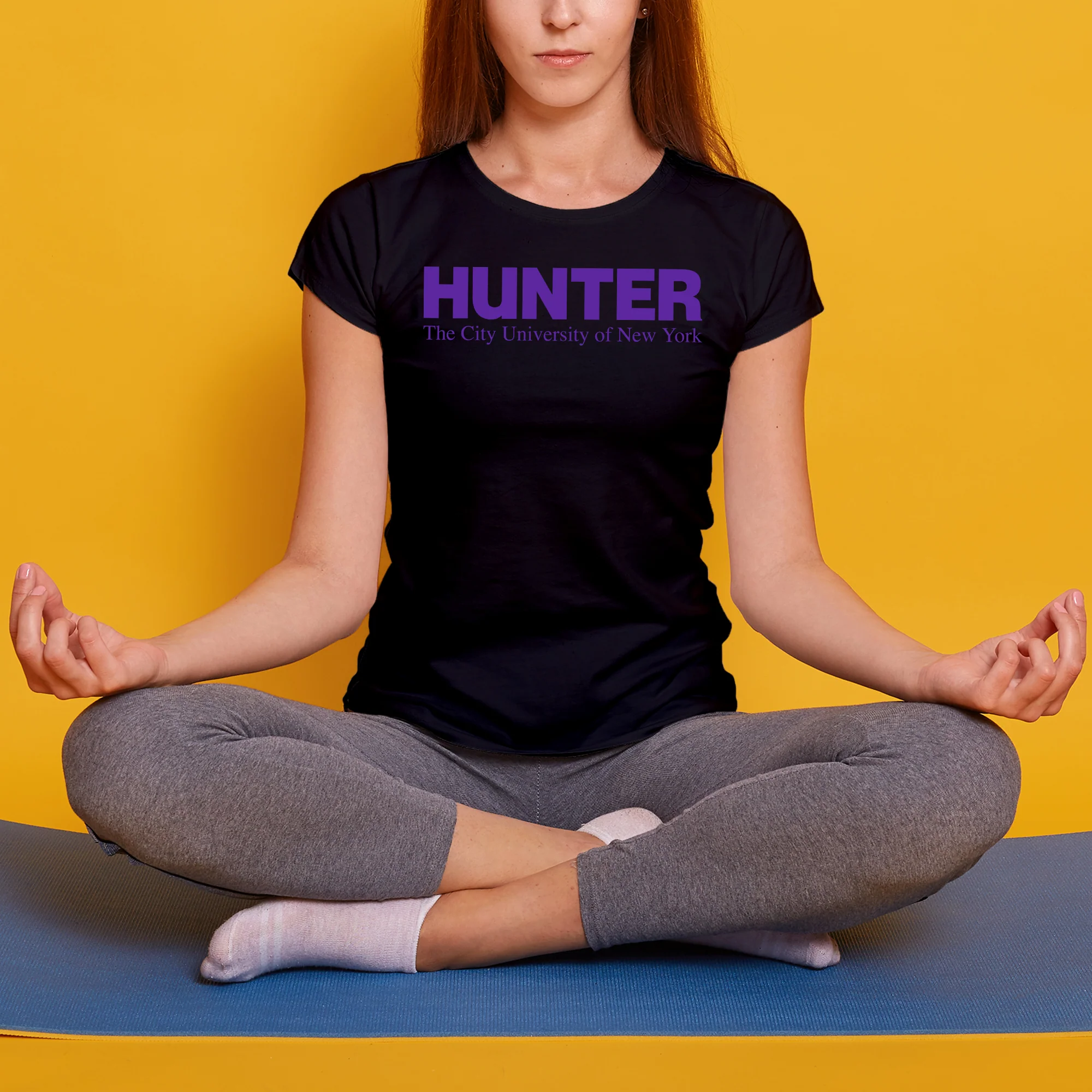 Hunter College Hawks Basic Block Women's T Shirt - Black - Image 4