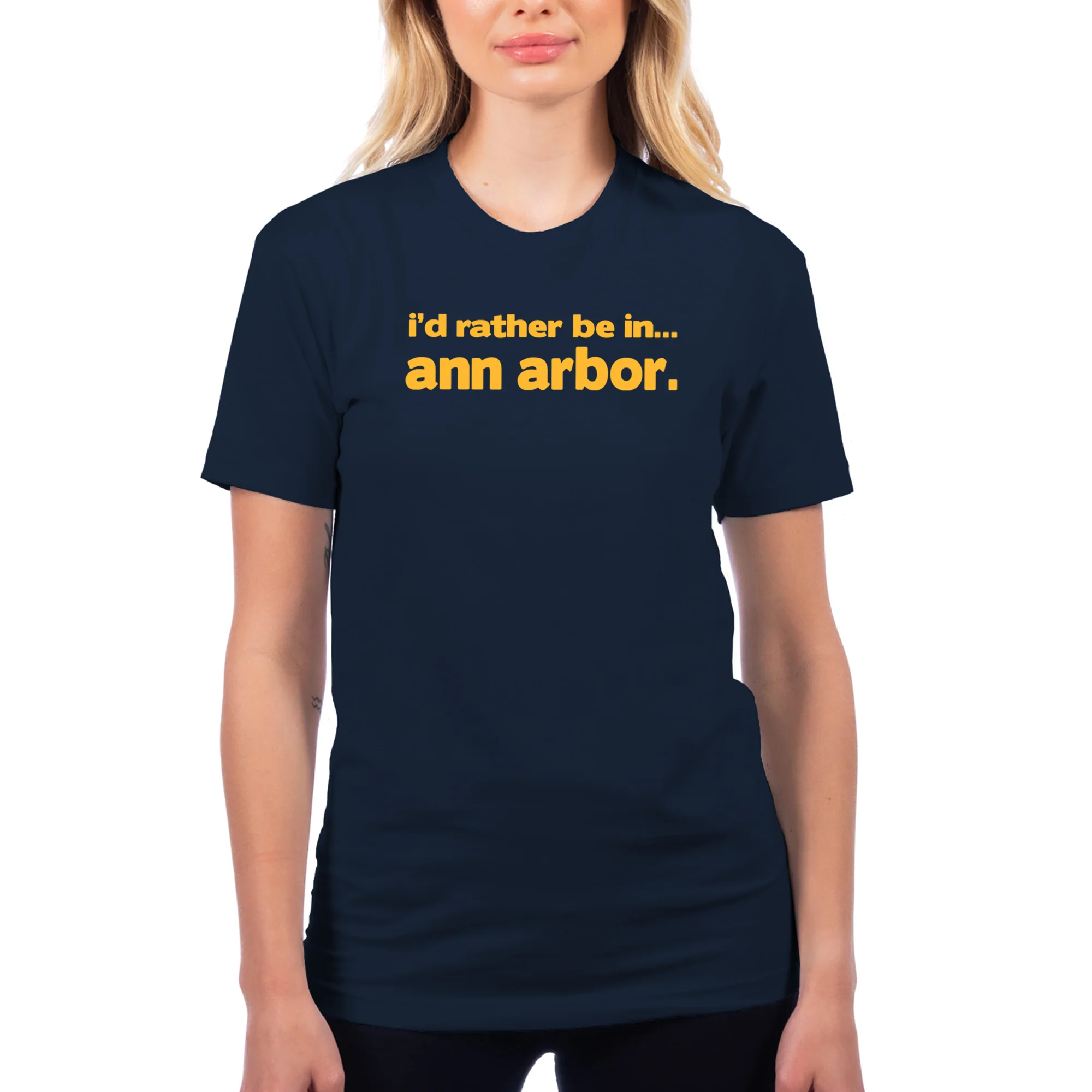 I'd Rather Be In Ann Arbor T-Shirt - Midnight Navy - Image 4