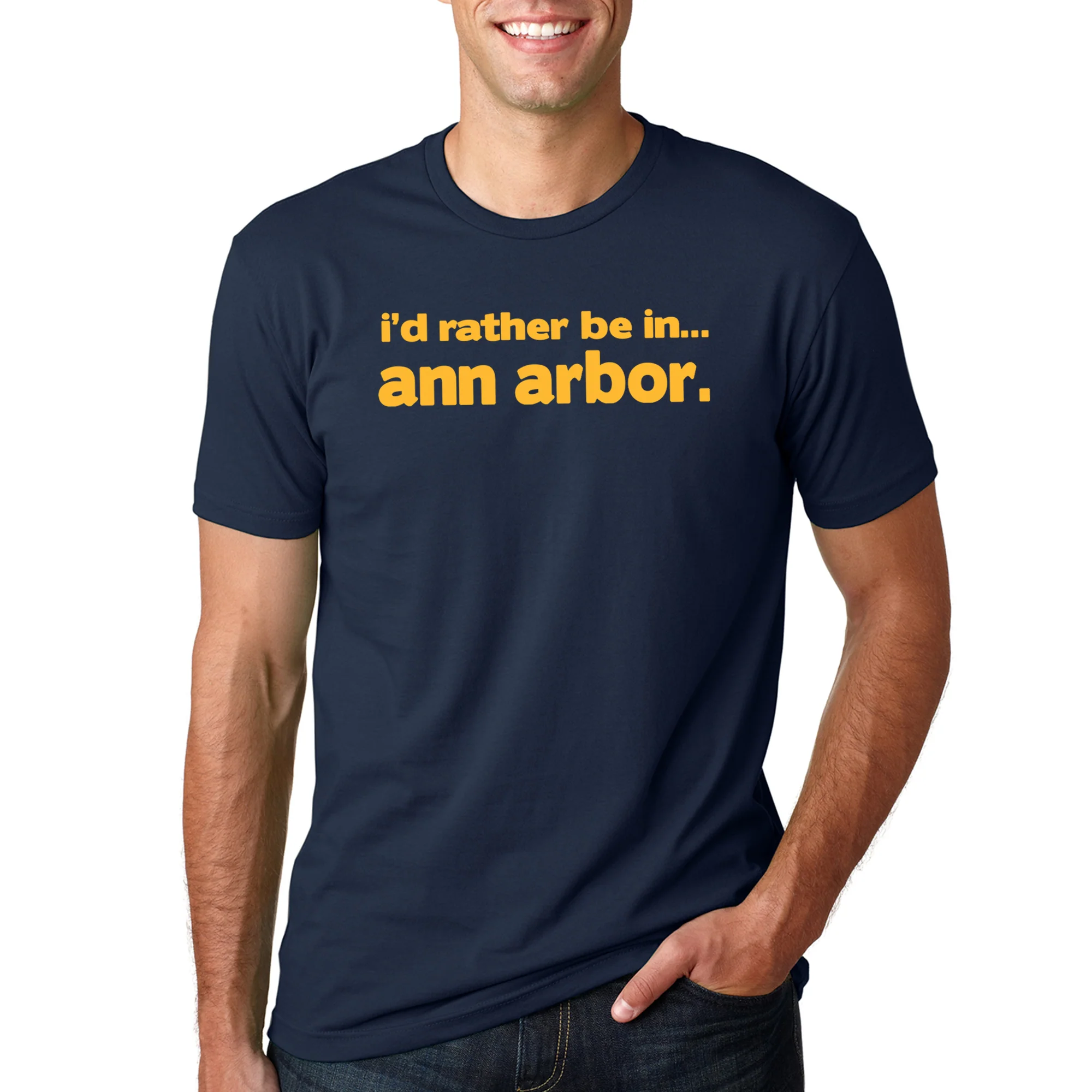 I'd Rather Be In Ann Arbor T-Shirt - Midnight Navy - Image 5