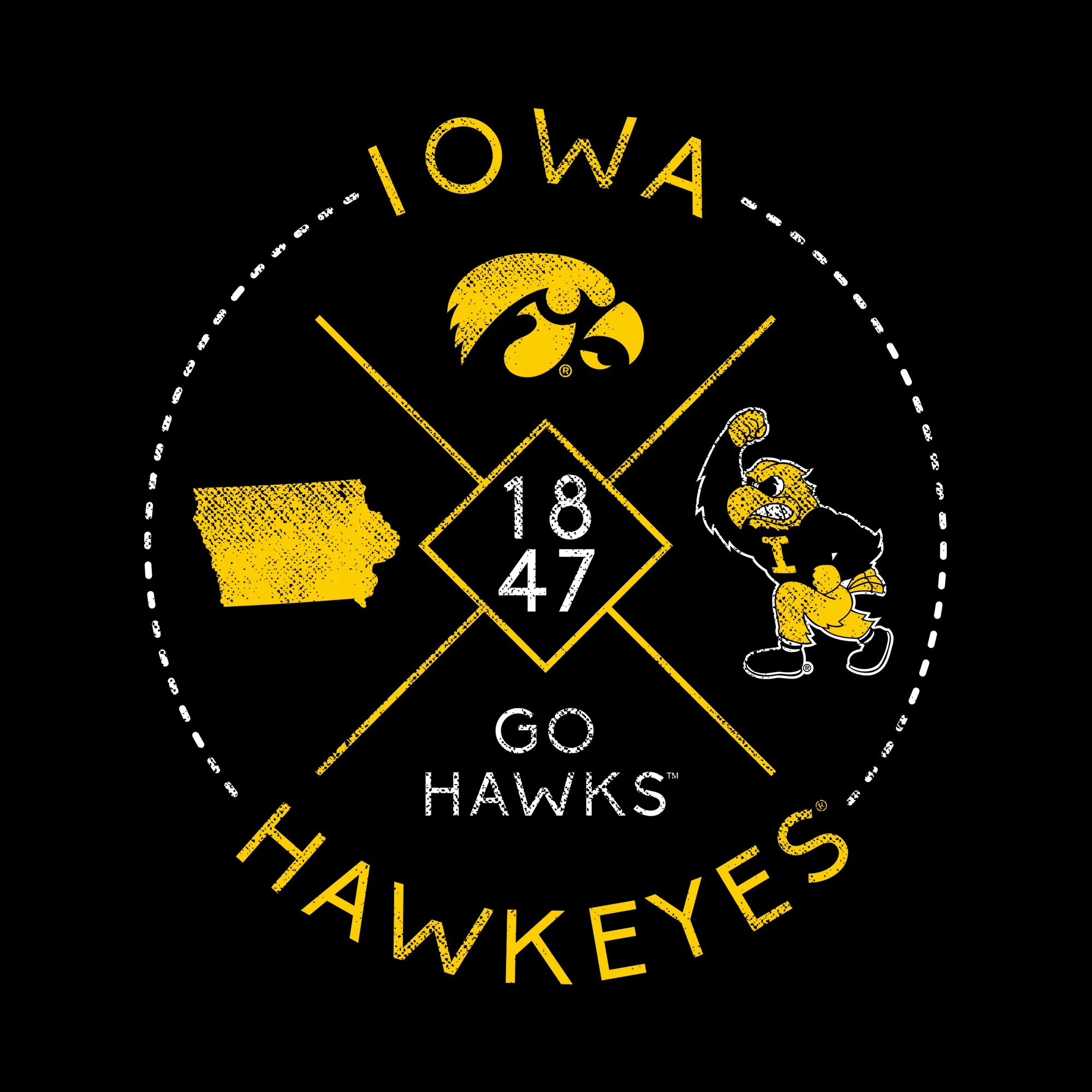 University of Iowa Hawkeyes Identity Stamp Heavy Blend Crewneck Sweatshirt - Black - Image 2
