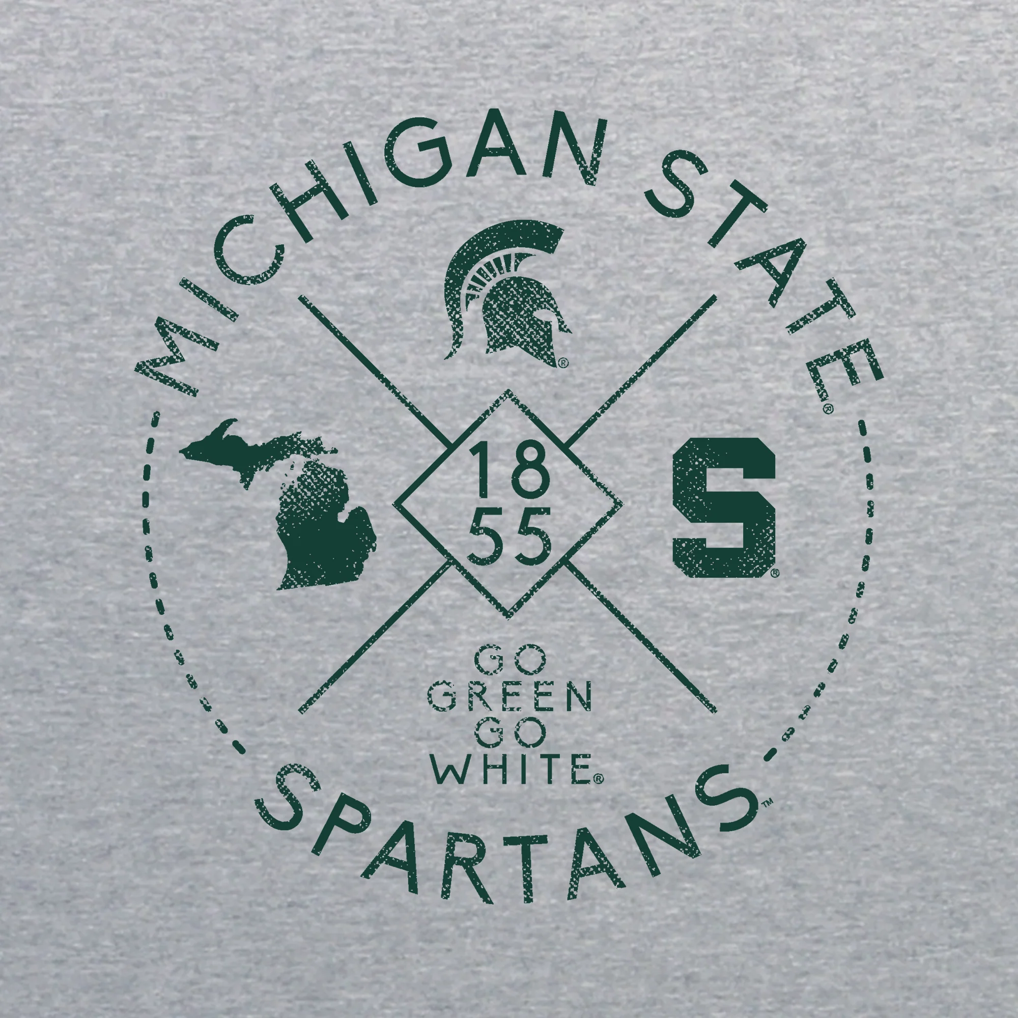 Michigan State University Spartans Identity Stamp Heavy Blend Crewneck - Sport Grey - Image 2