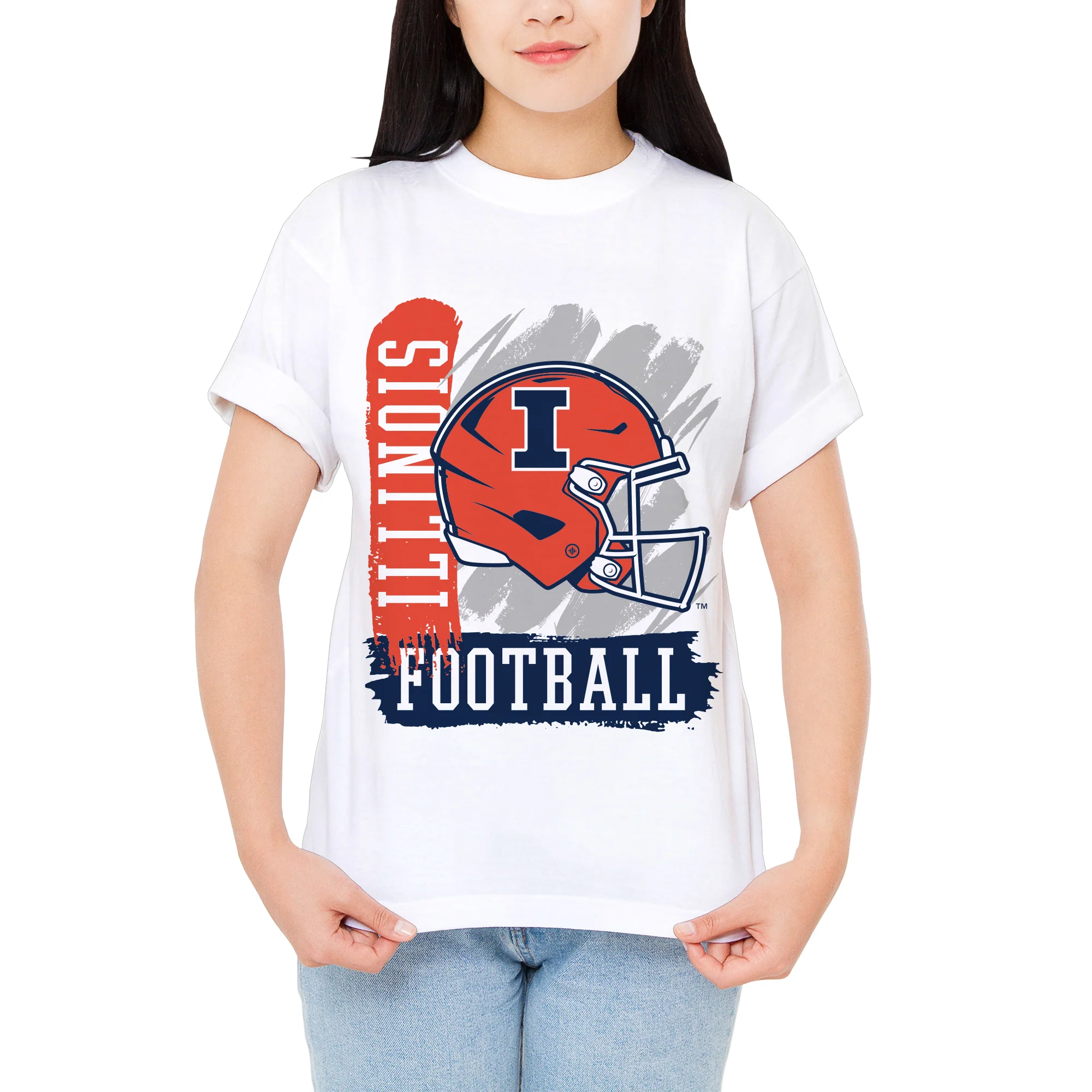 Illinois 90s Big Print T-Shirt - White - Image 4