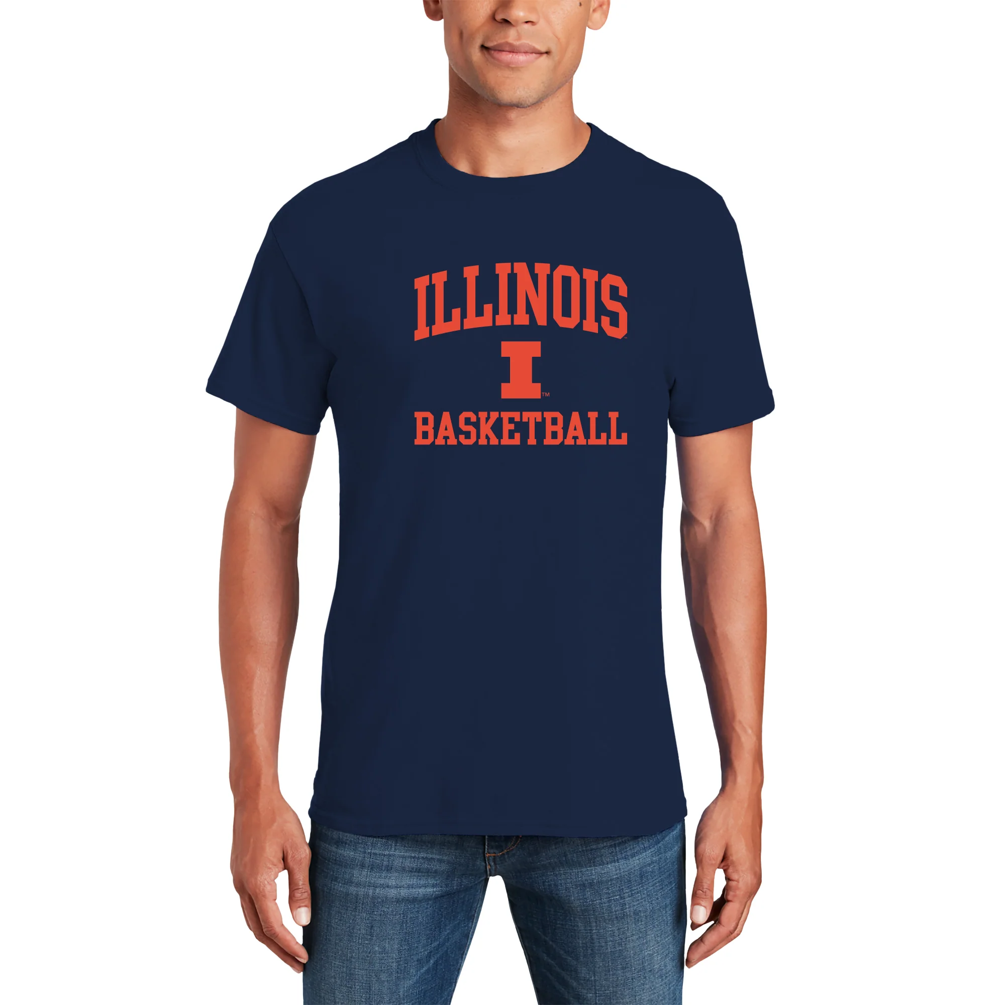 Illinois Arch Logo Basketball T-Shirt - Navy - Image 3