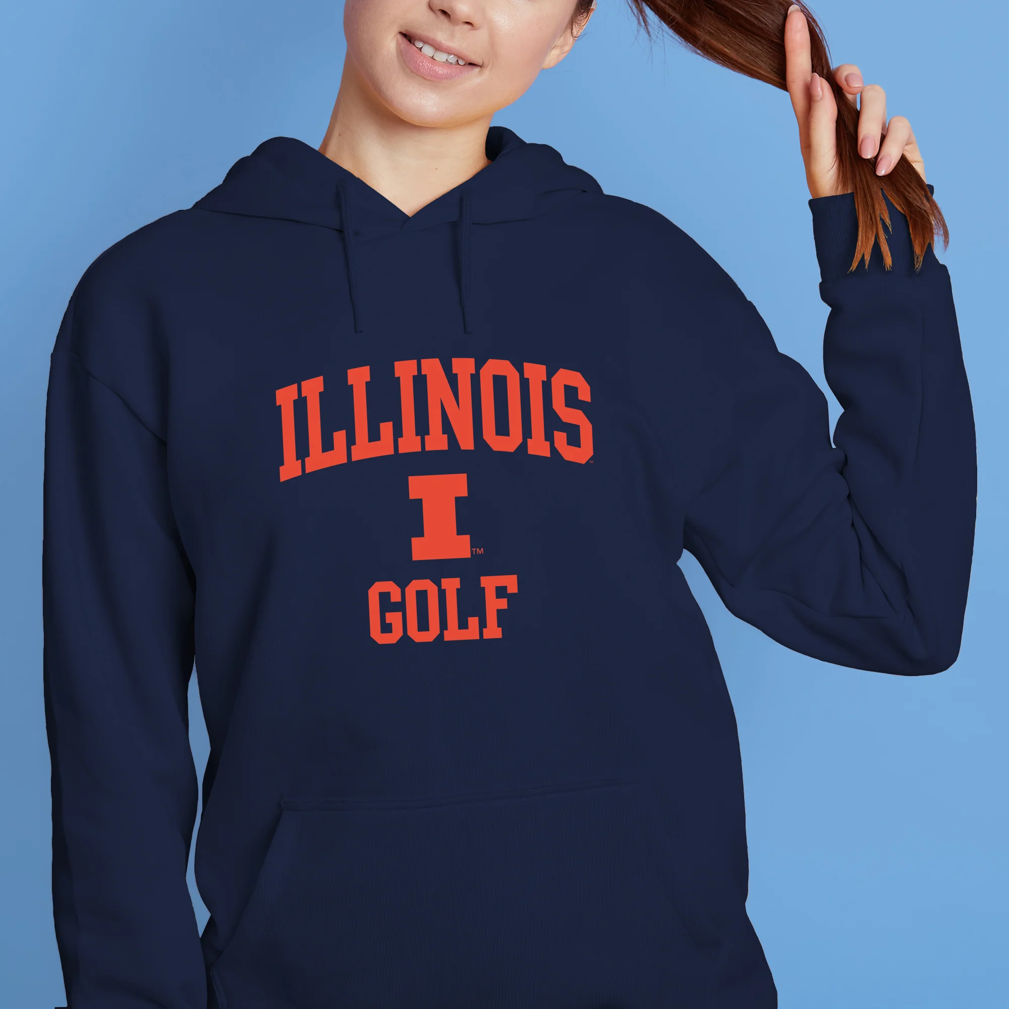 Illinois Arch Logo Golf Hoodie - Navy - Image 4