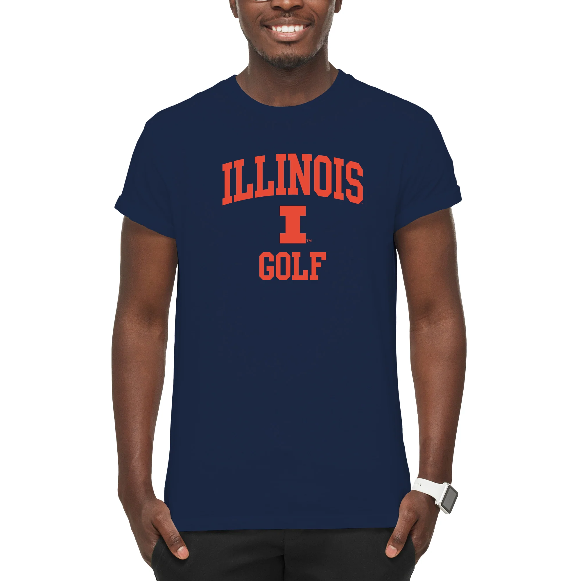Illinois Arch Logo Golf T-Shirt - Navy - Image 3