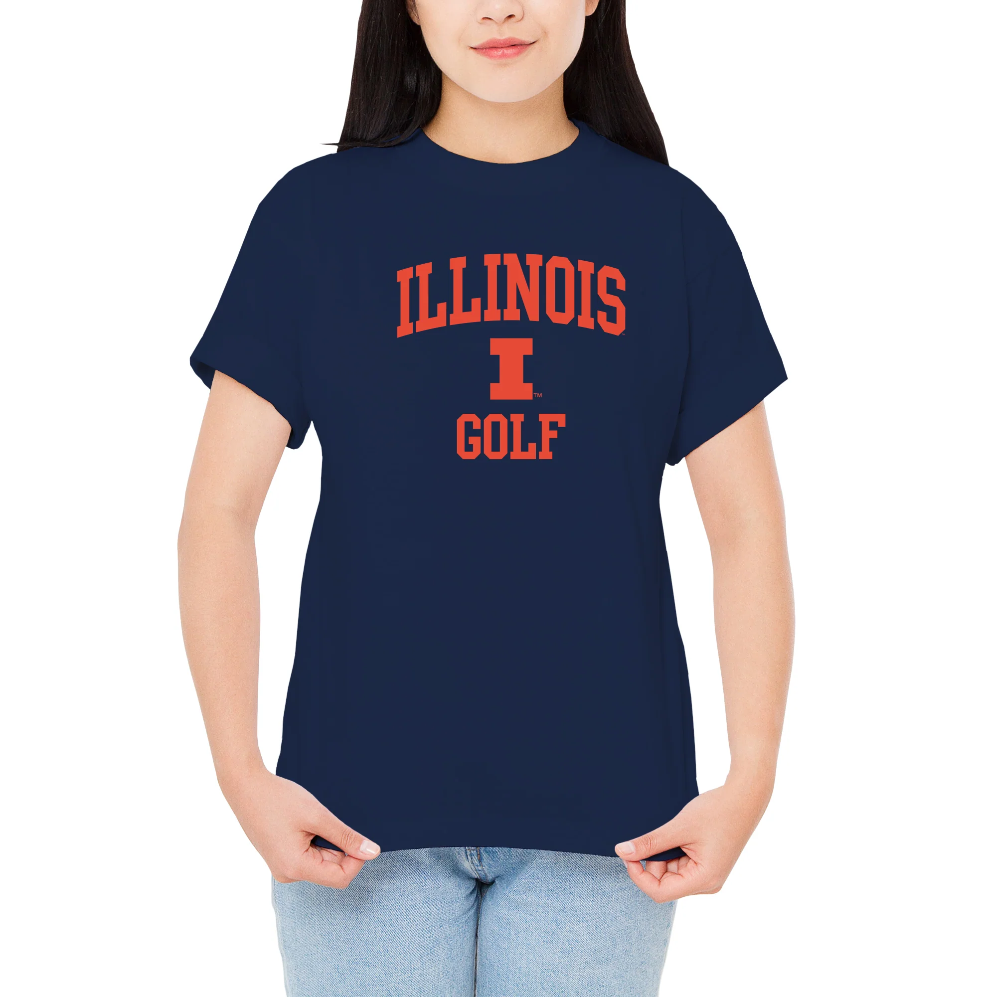 Illinois Arch Logo Golf T-Shirt - Navy - Image 4