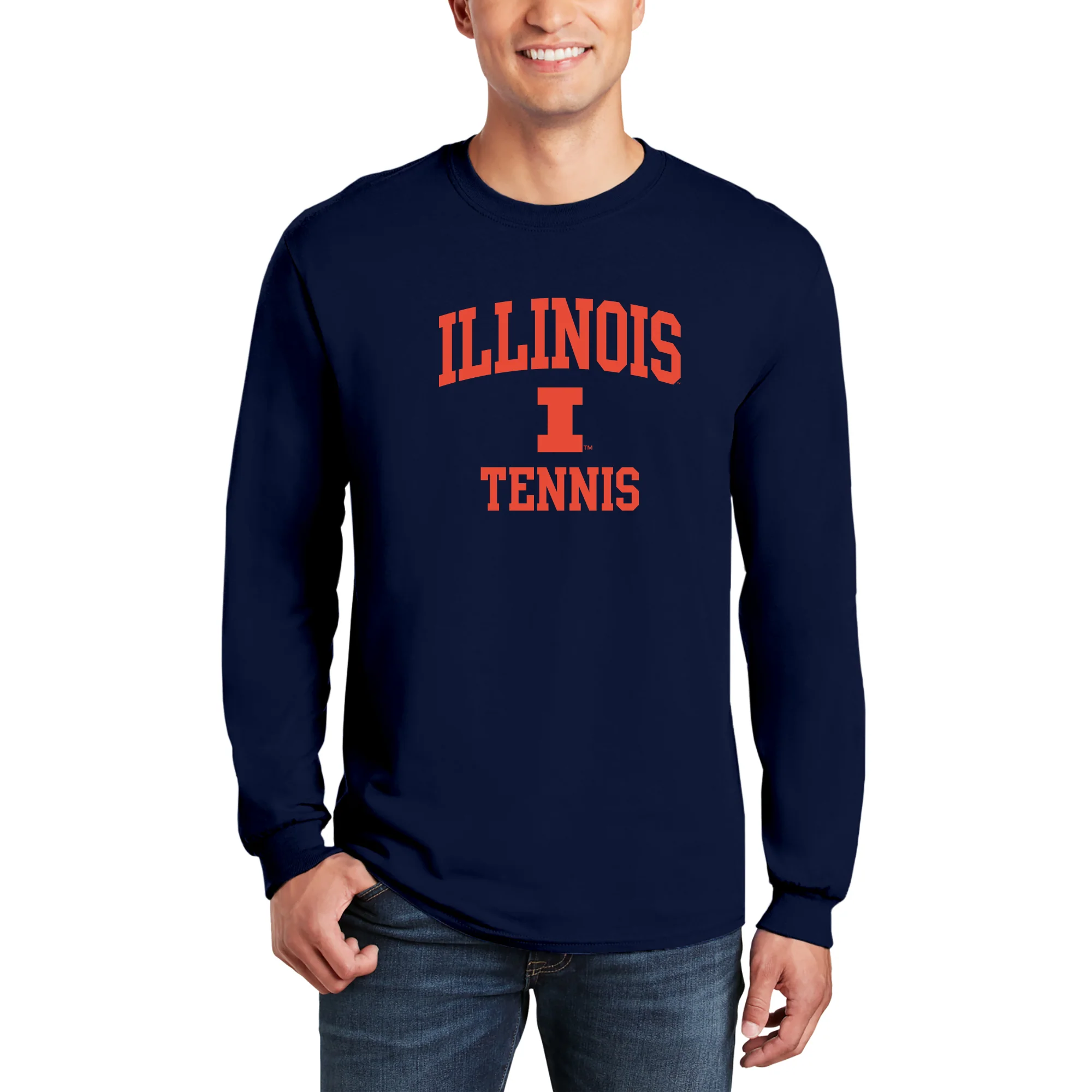 Illinois Arch Logo Tennis Long Sleeve - Navy - Image 3