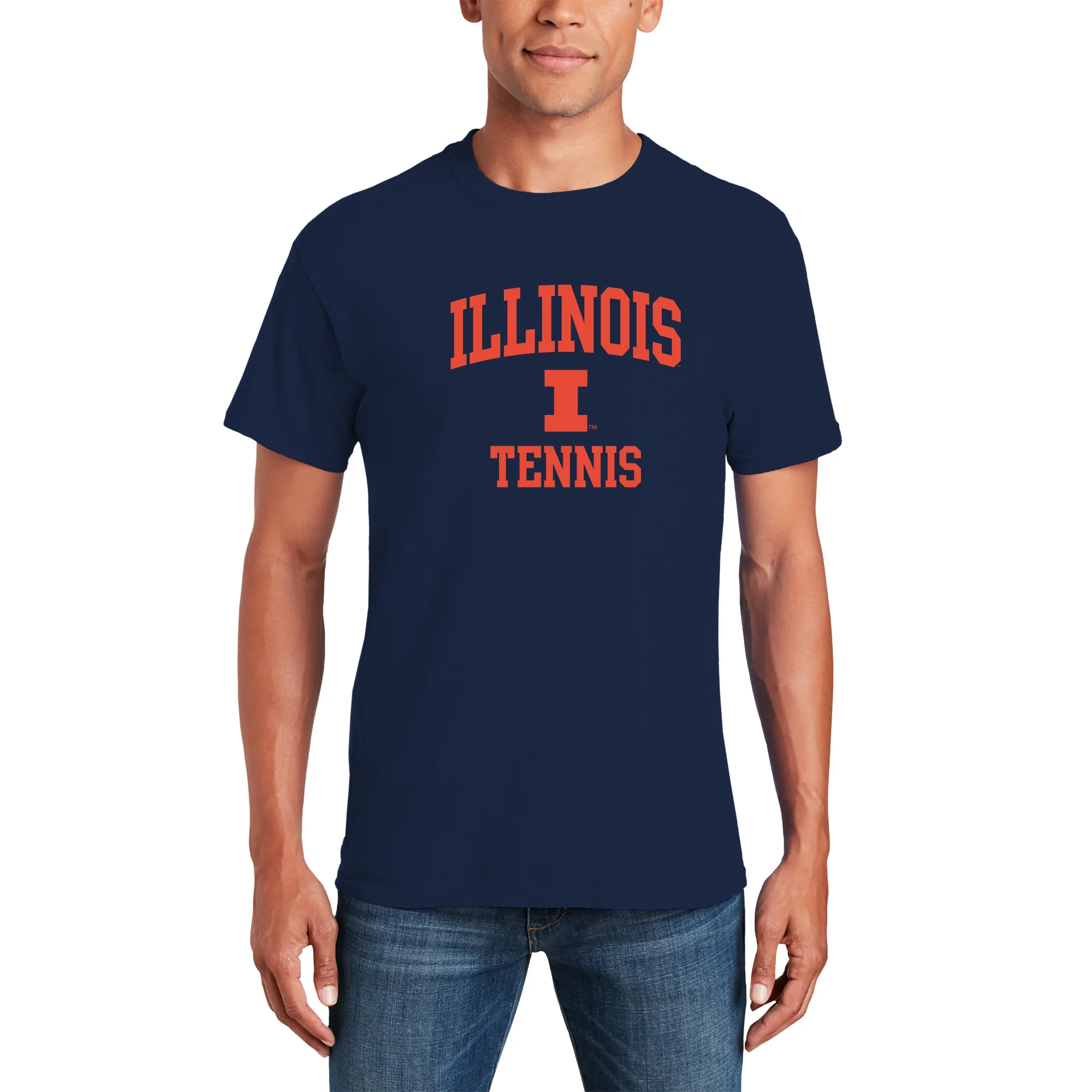 Illinois Arch Logo Tennis T-Shirt - Navy - Image 3