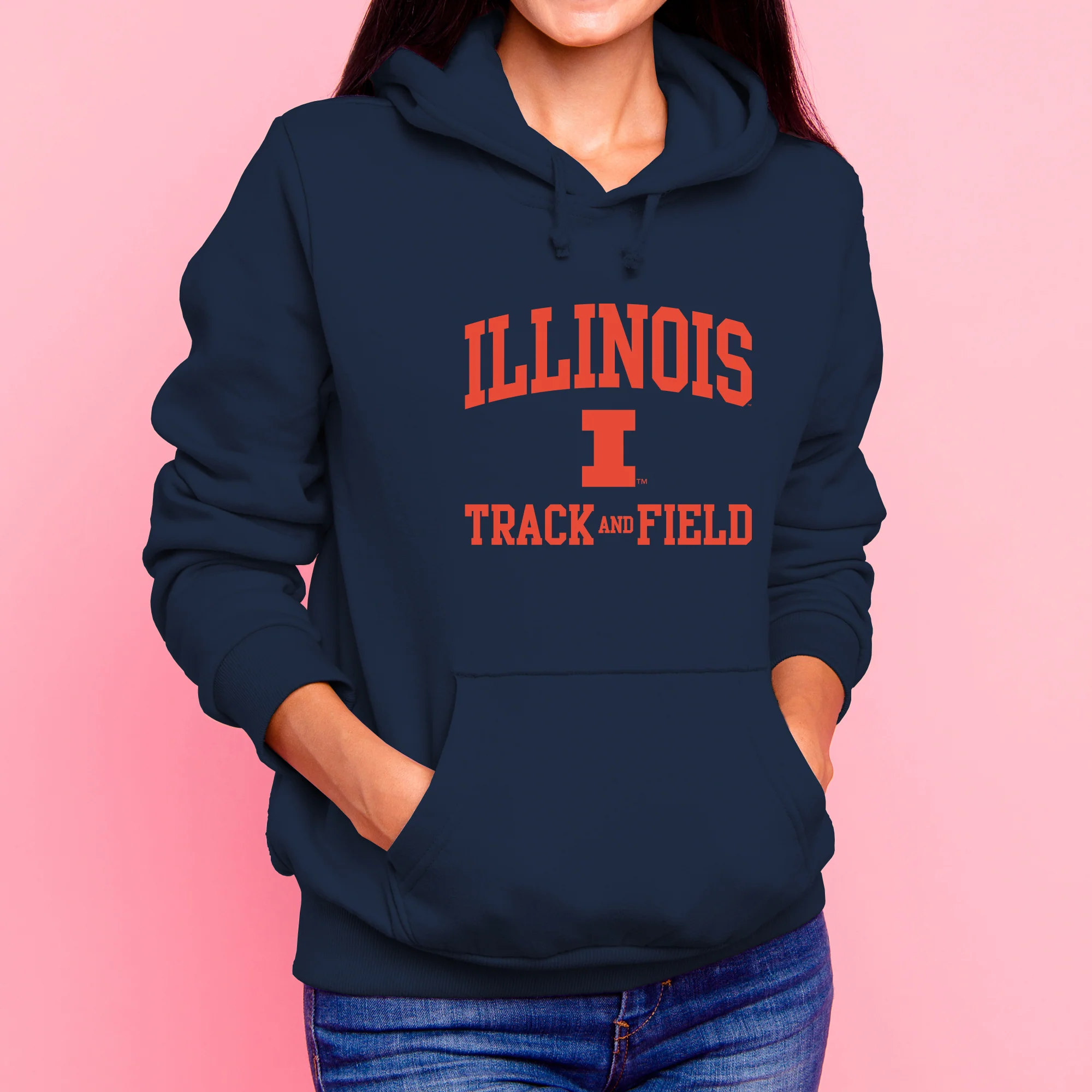 Illinois Arch Logo Track & Field Hoodie - Navy - Image 4