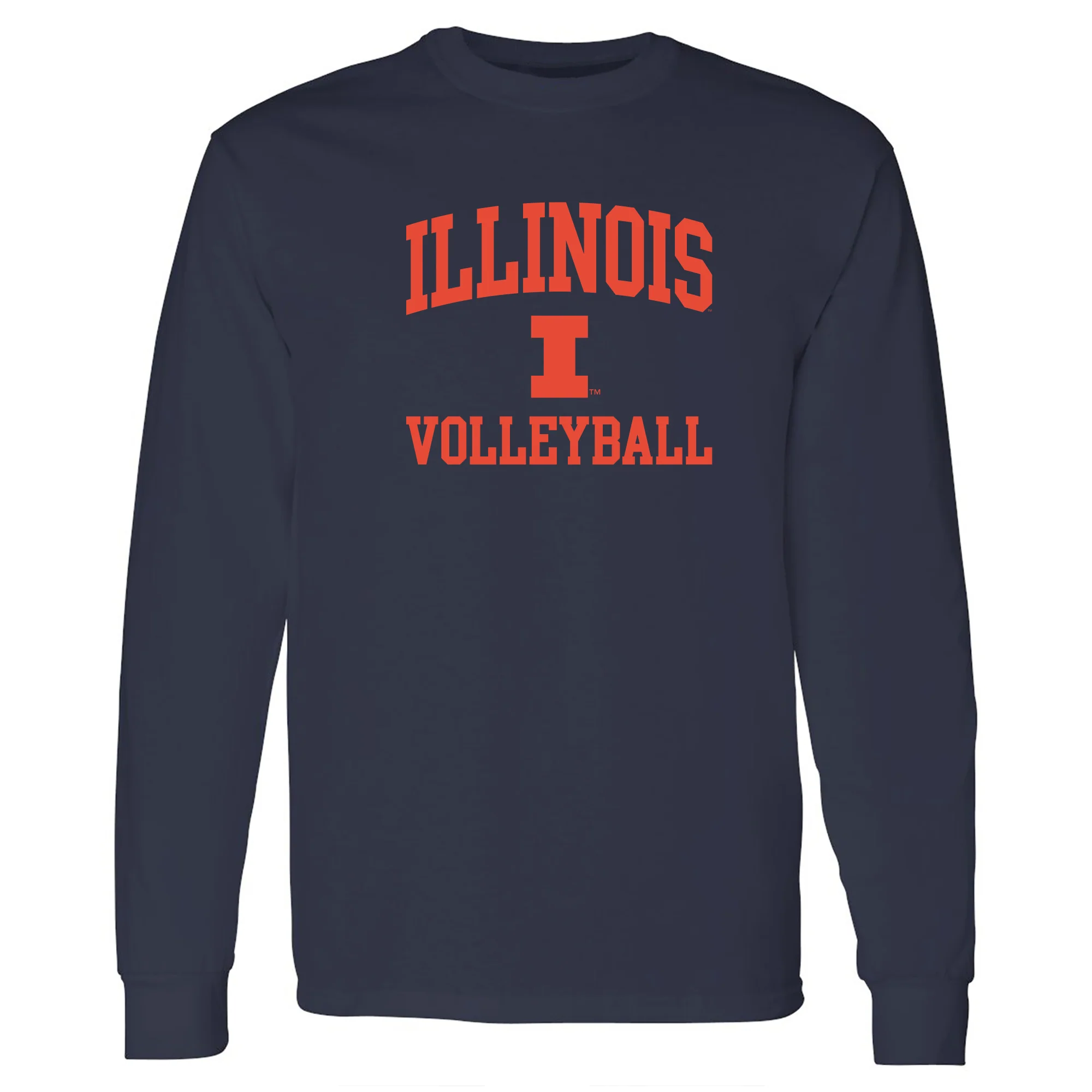 Illinois Arch Logo Volleyball Long Sleeve - Navy