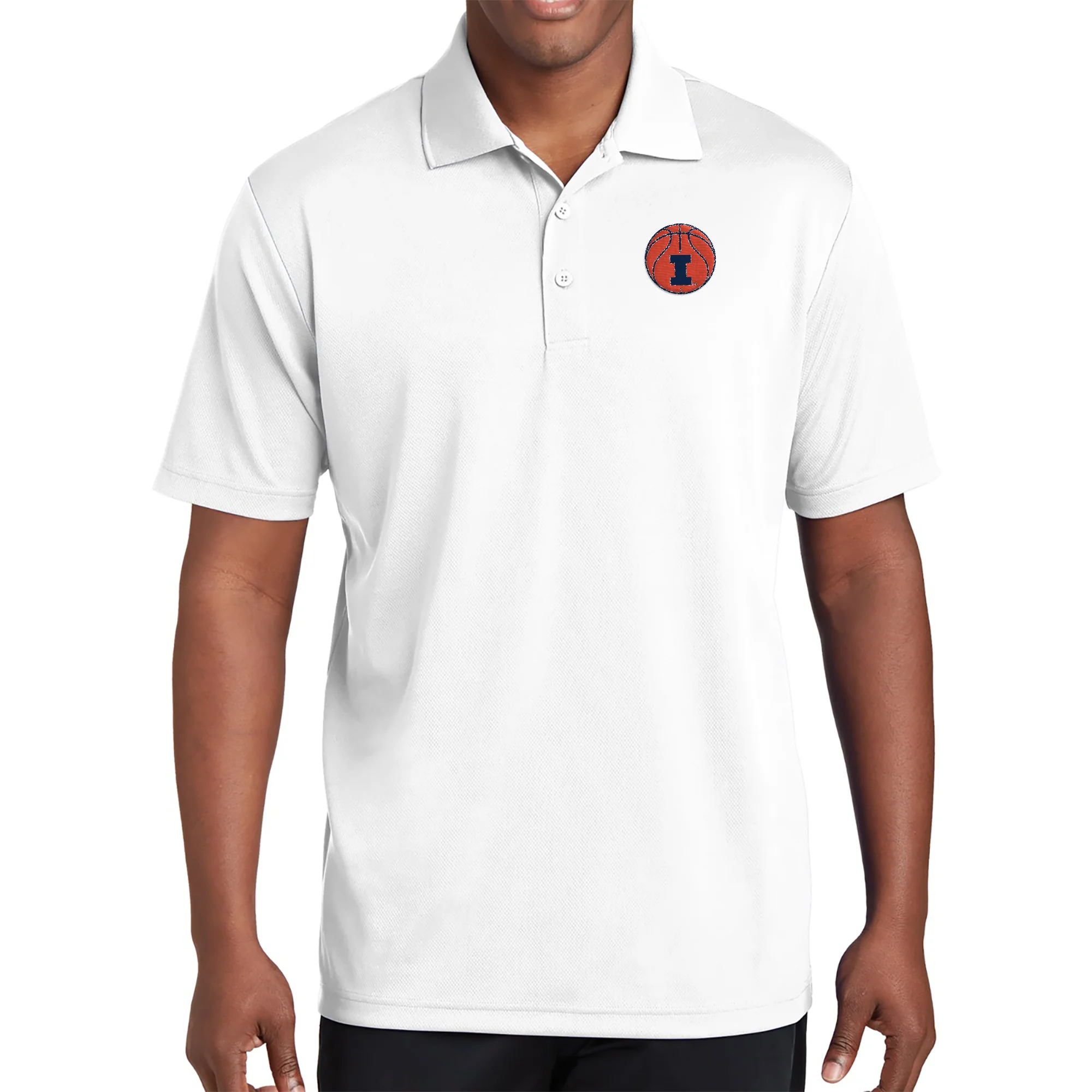 Illinois Basketball Outline LC EMB Polo - White - Image 3