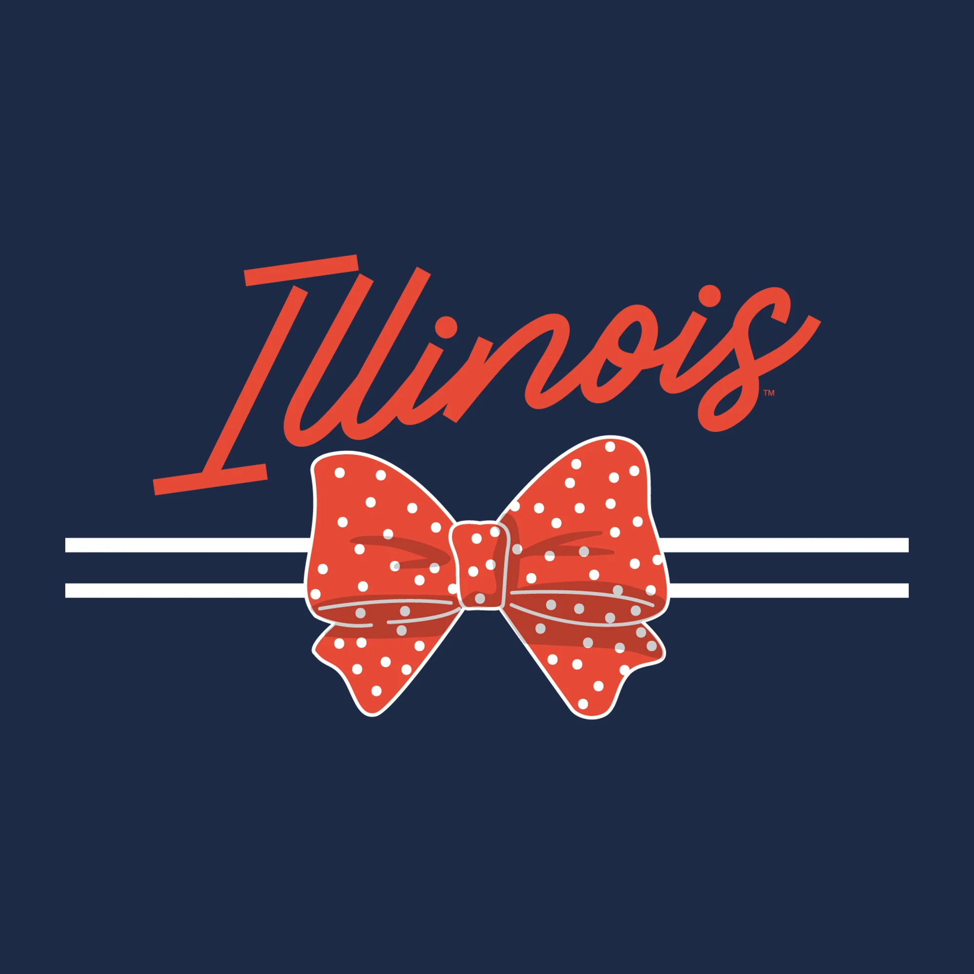 Illinois Bow Script Womens Long Sleeve - Navy - Image 2