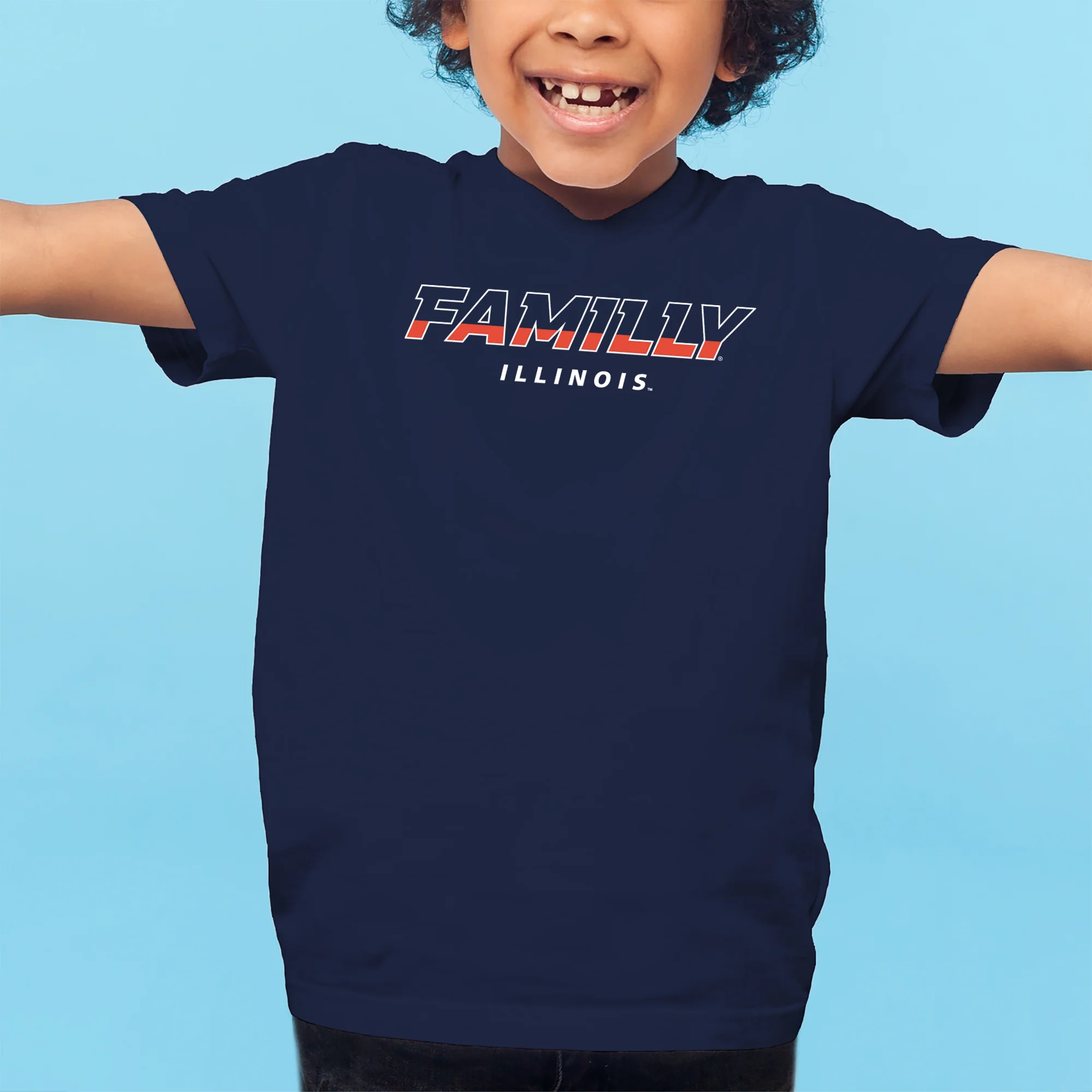 Illinois FAMILLY Youth T-Shirt - Navy - Image 3