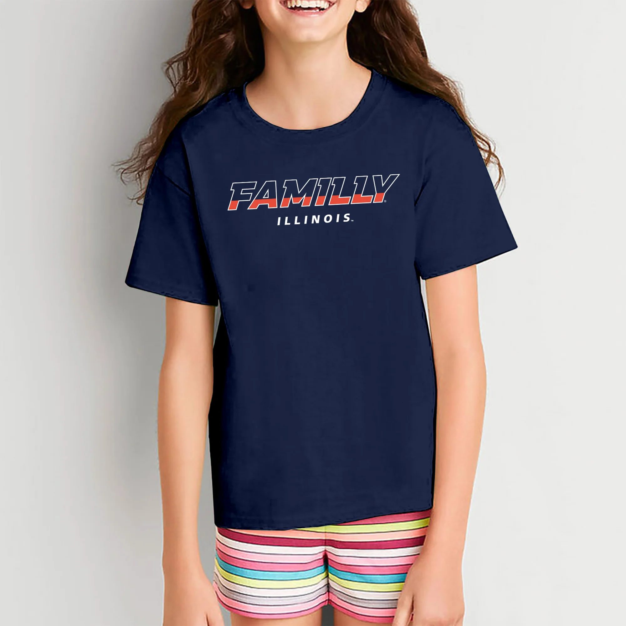 Illinois FAMILLY Youth T-Shirt - Navy - Image 4
