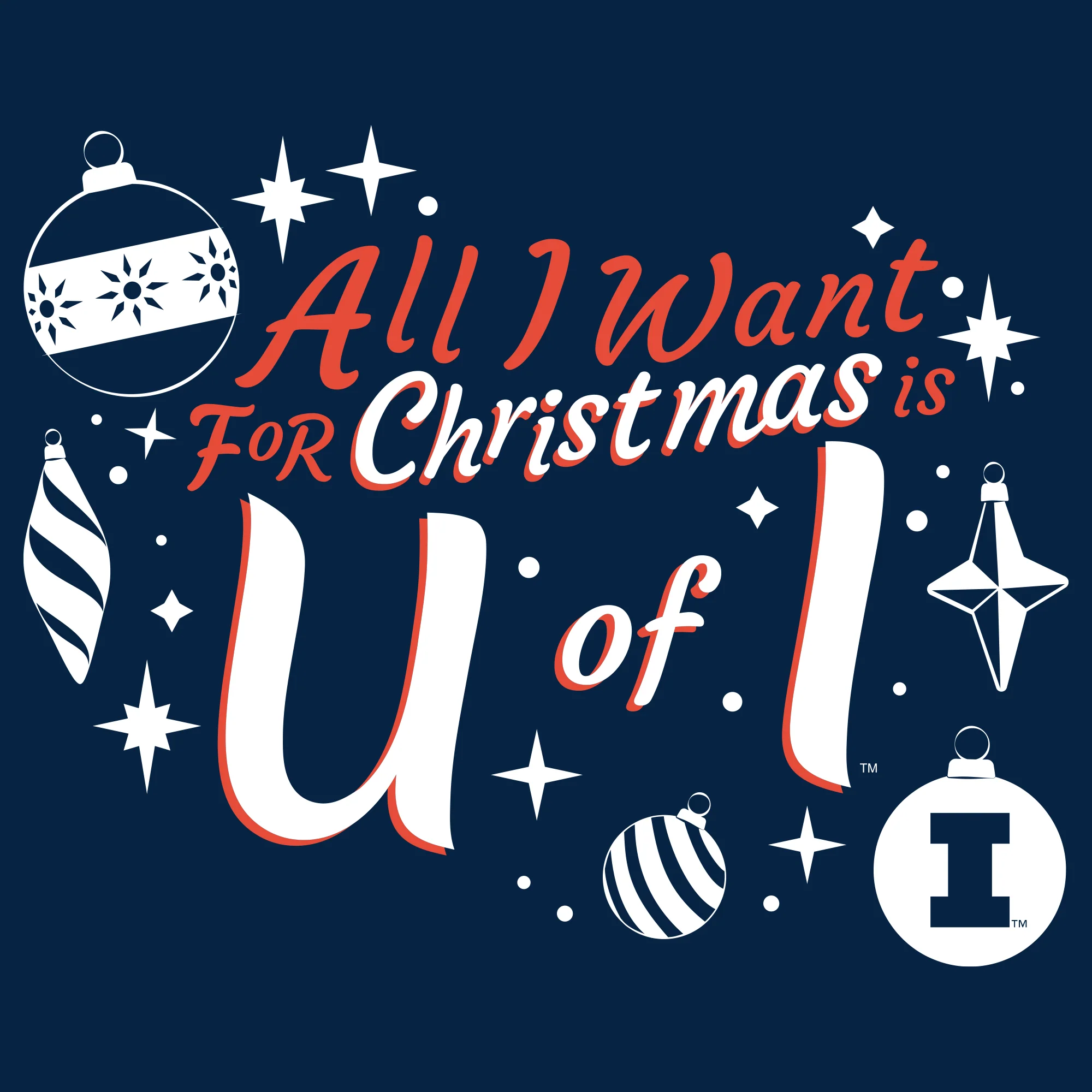 Illinois Fighting Illini All I Want For Christmas Is U of I T Shirt - Navy - Image 2