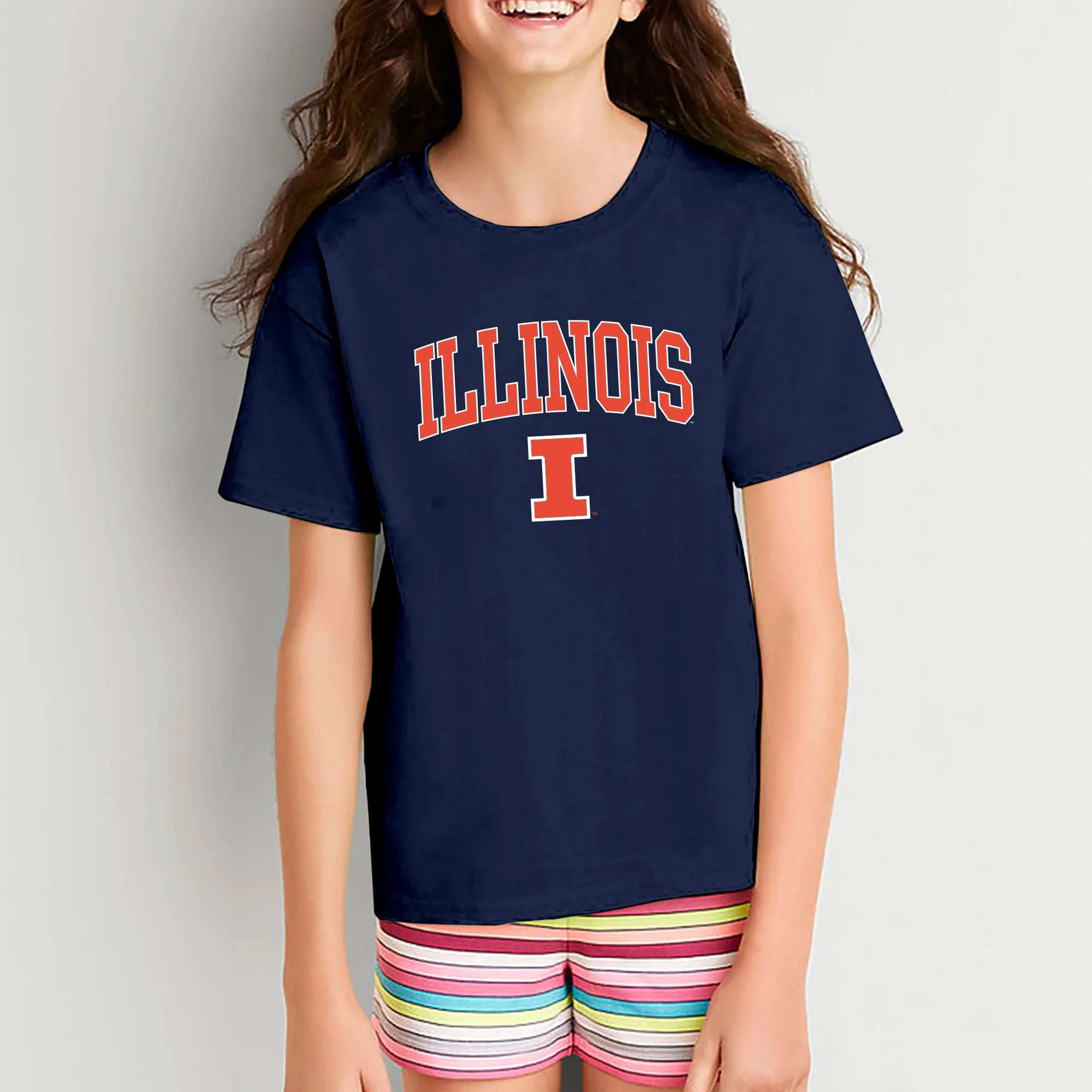Illinois Fighting Illini Arch Logo Youth T-Shirt - Navy - Image 4