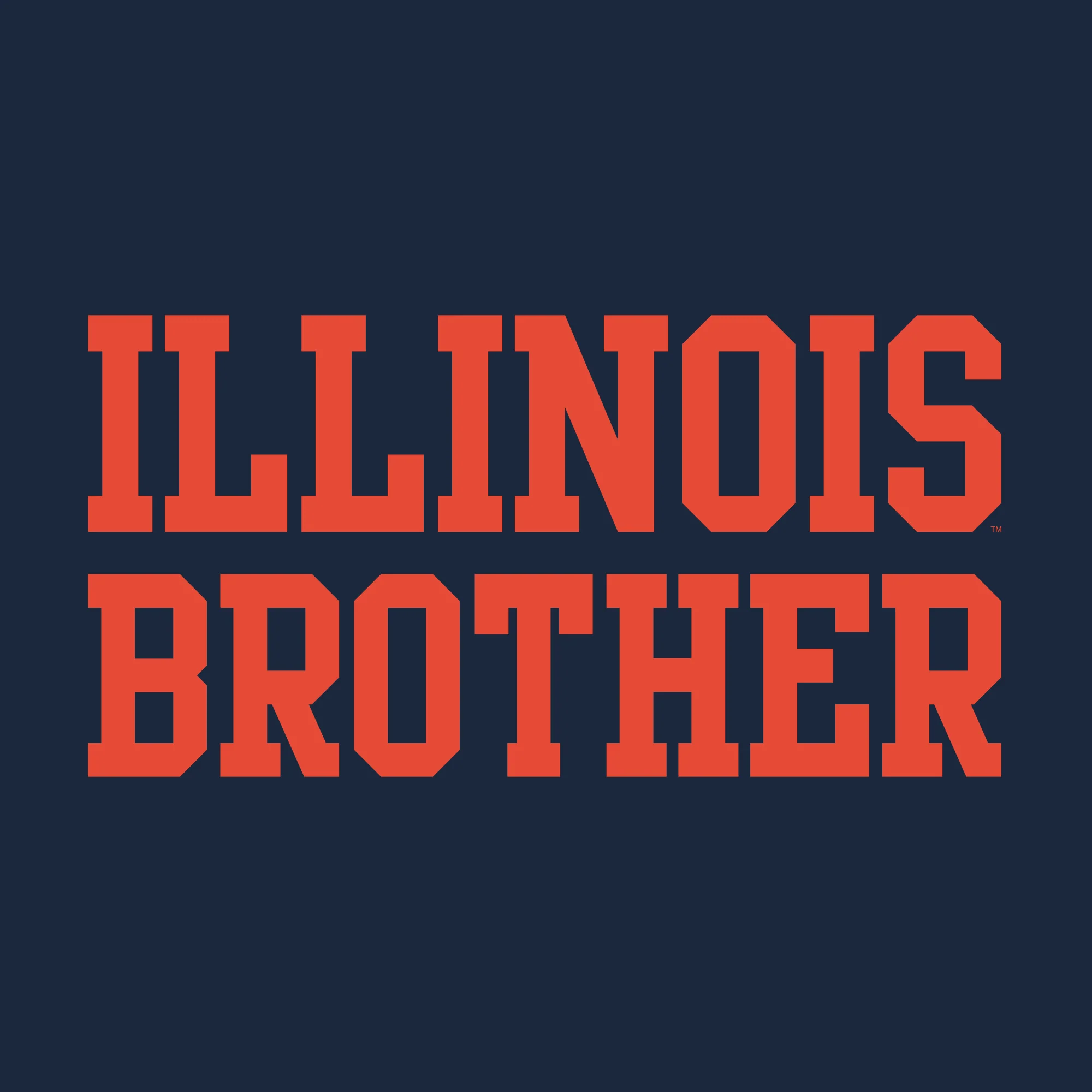 Illinois Fighting Illini Basic Block Brother Premium Cotton T Shirt - Midnight Navy - Image 2