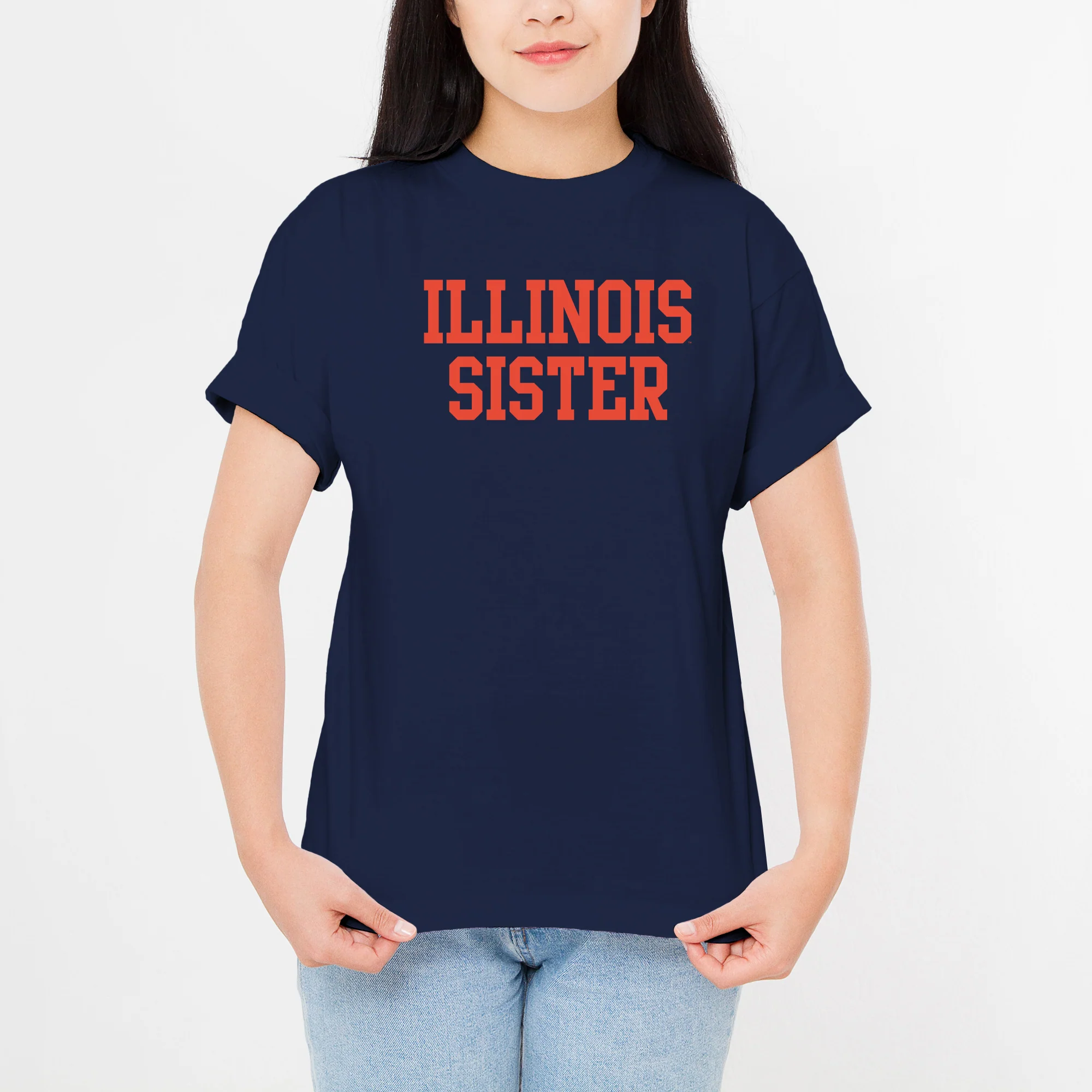 Illinois Fighting Illini Basic Block Sister T Shirt - Navy - Image 3