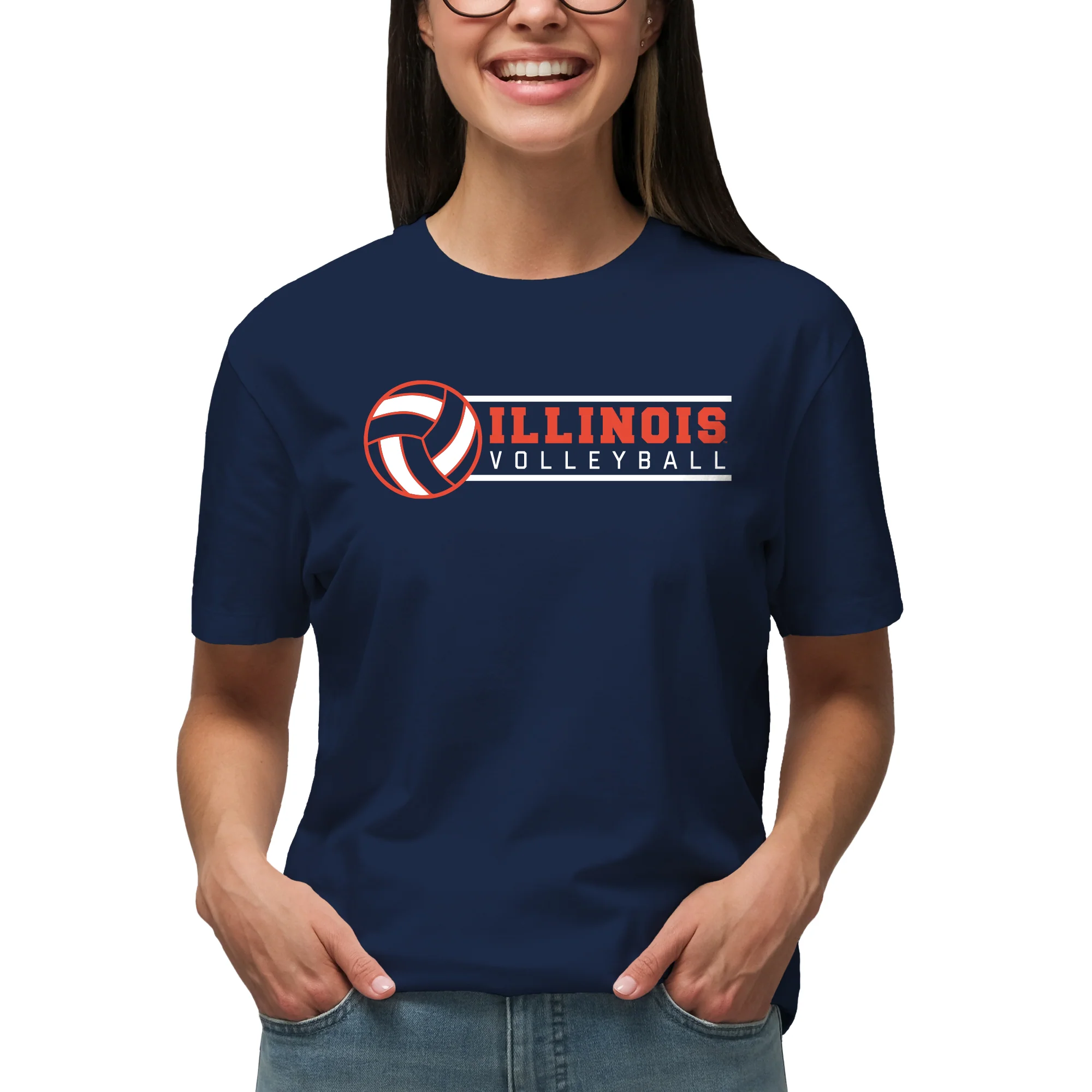 Illinois Fighting Illini Volleyball Spotlight T Shirt - Navy - Image 4