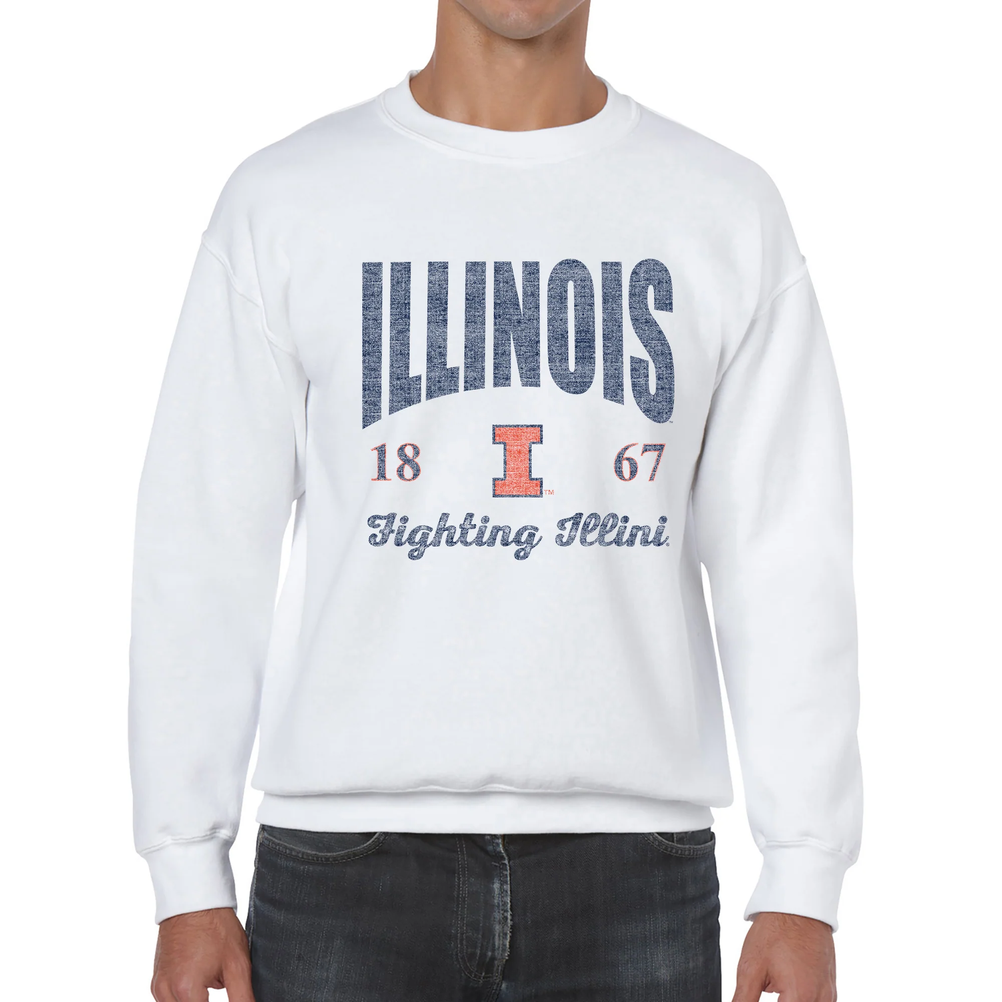 Illinois Giving Noise JA BTB Fleece Crewneck - White - Image 3