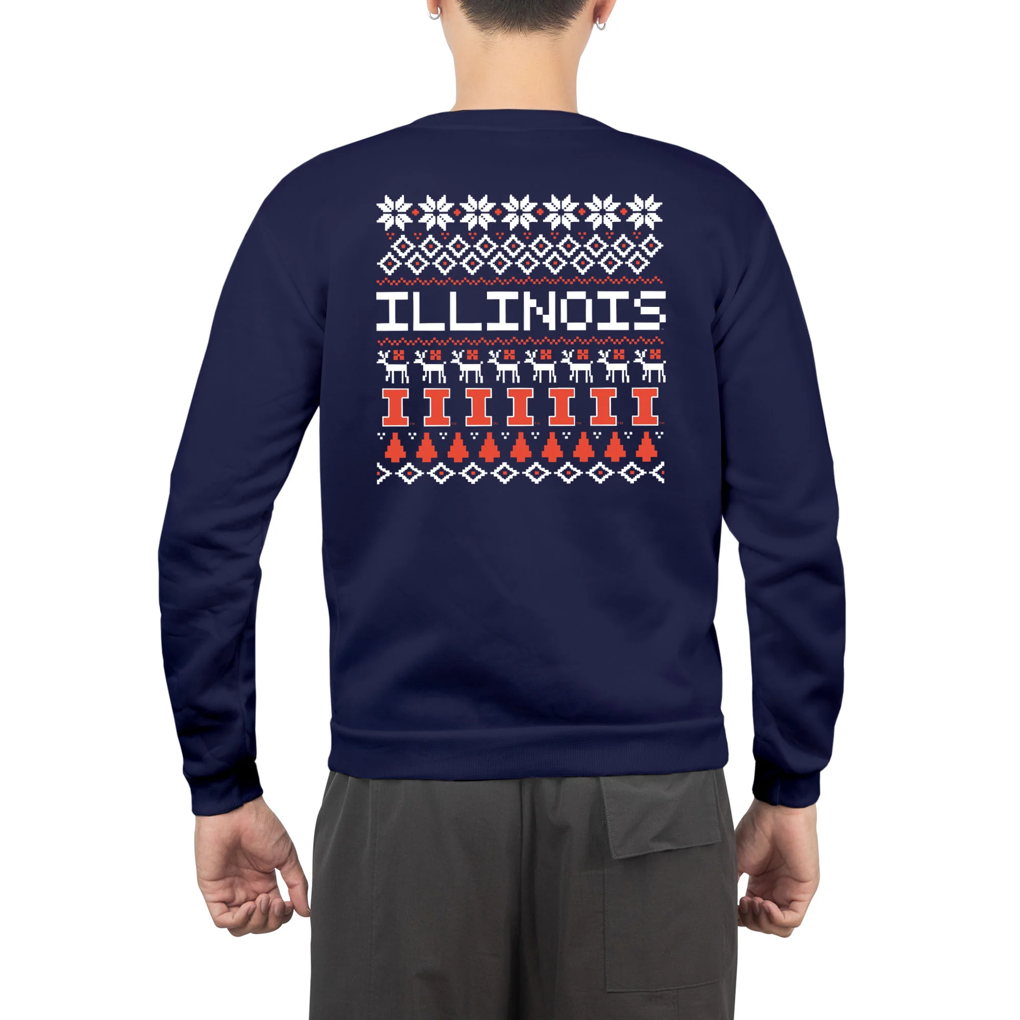 Illinois Holiday Sweater Crewneck - Navy - Image 4