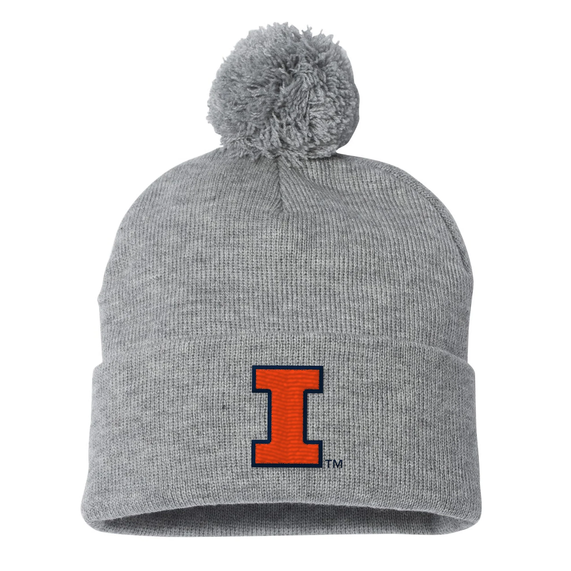 Illinois Primary Logo Pom Pom Cuffed Beanie - Image 2