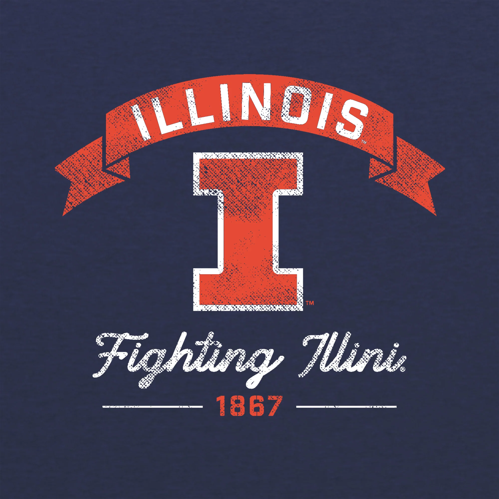 Illinois Ribbon Arc NLA Triblend T-Shirt - Vintage Navy - Image 2
