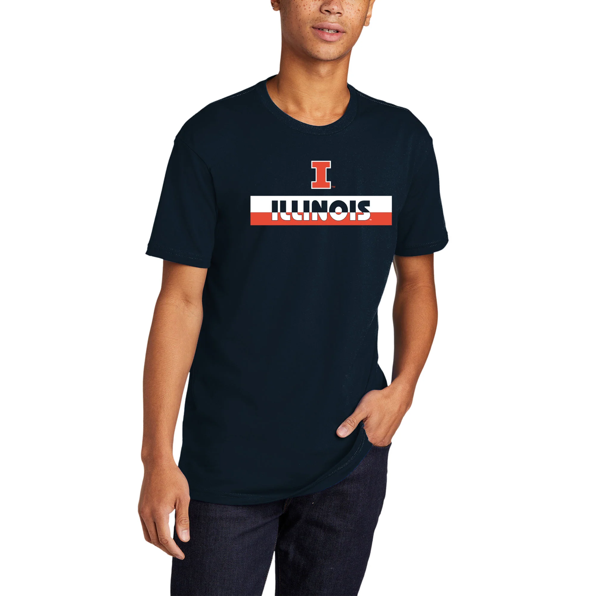 Illinois Split Bar NLA T-Shirt - Midnight Navy - Image 4
