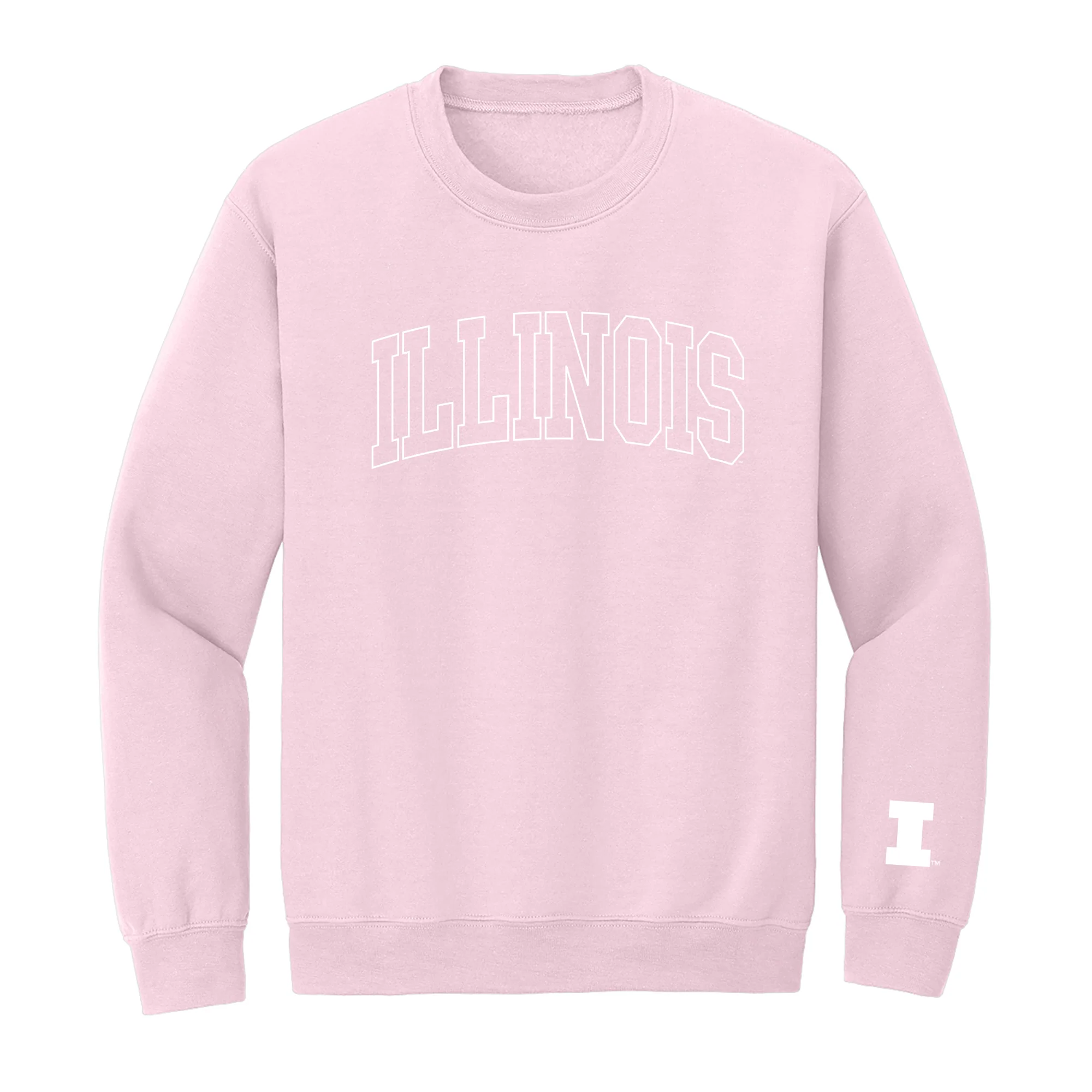 Illinois Tonal Arch with Wrist Print Crewneck - Light Pink