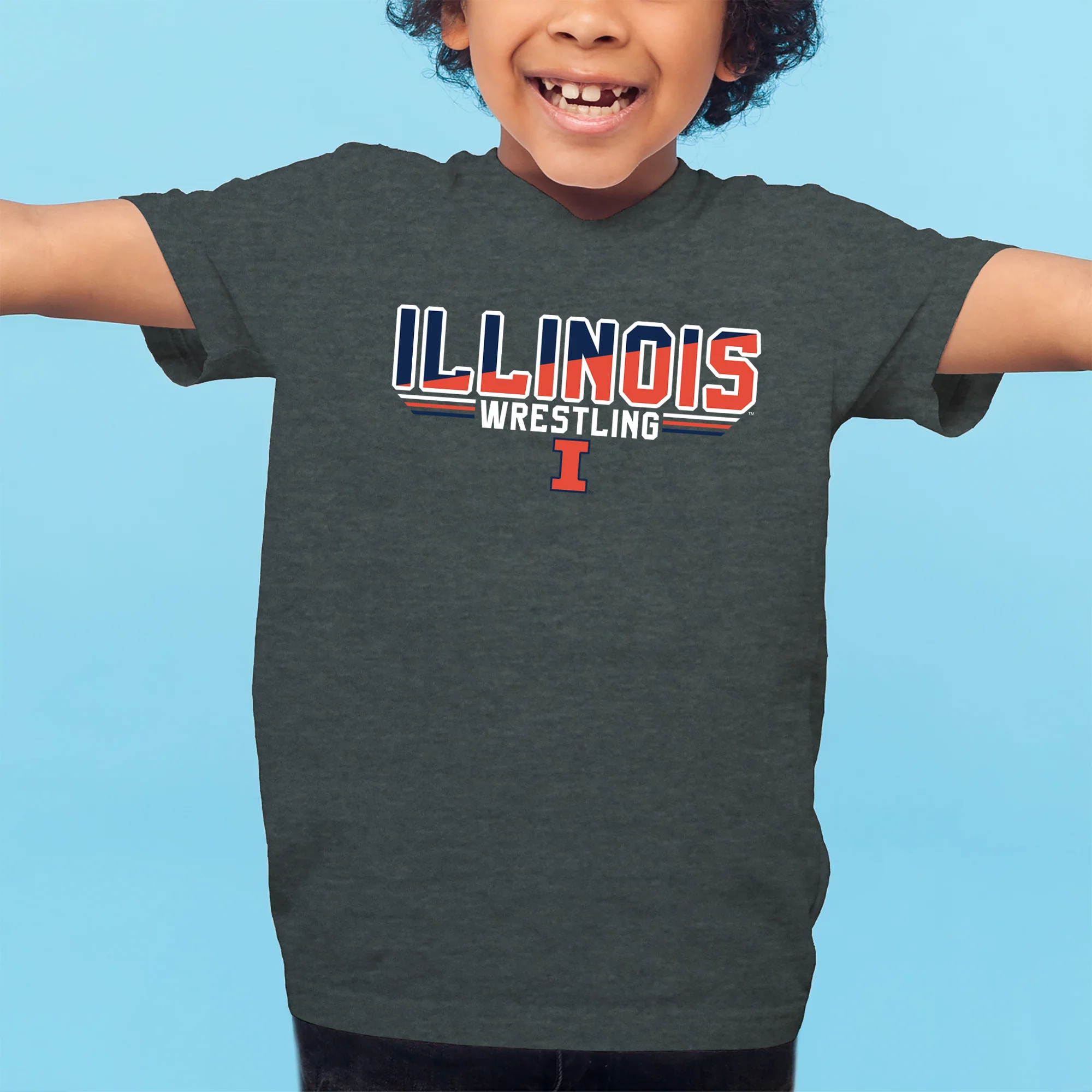 Illinois Wrestling Top Flight Youth T-Shirt - Dark Heather - Image 3